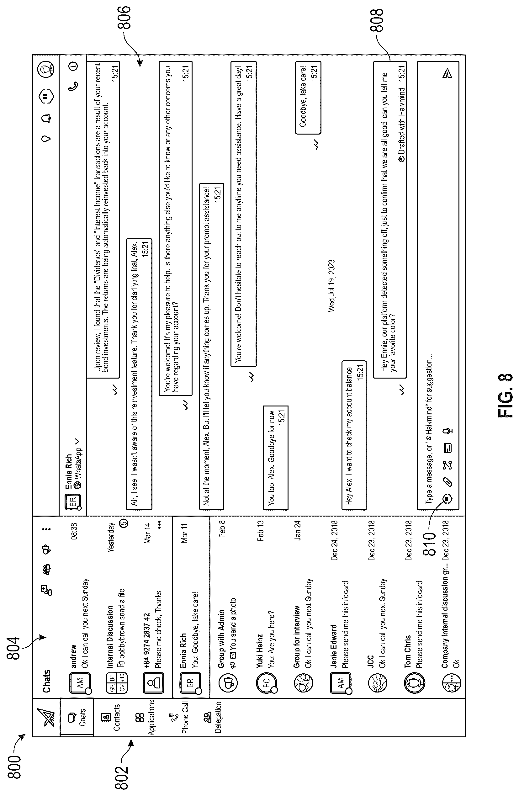 Patent US12321696 Figure 8 – Artificial intelligence enterprise application framework