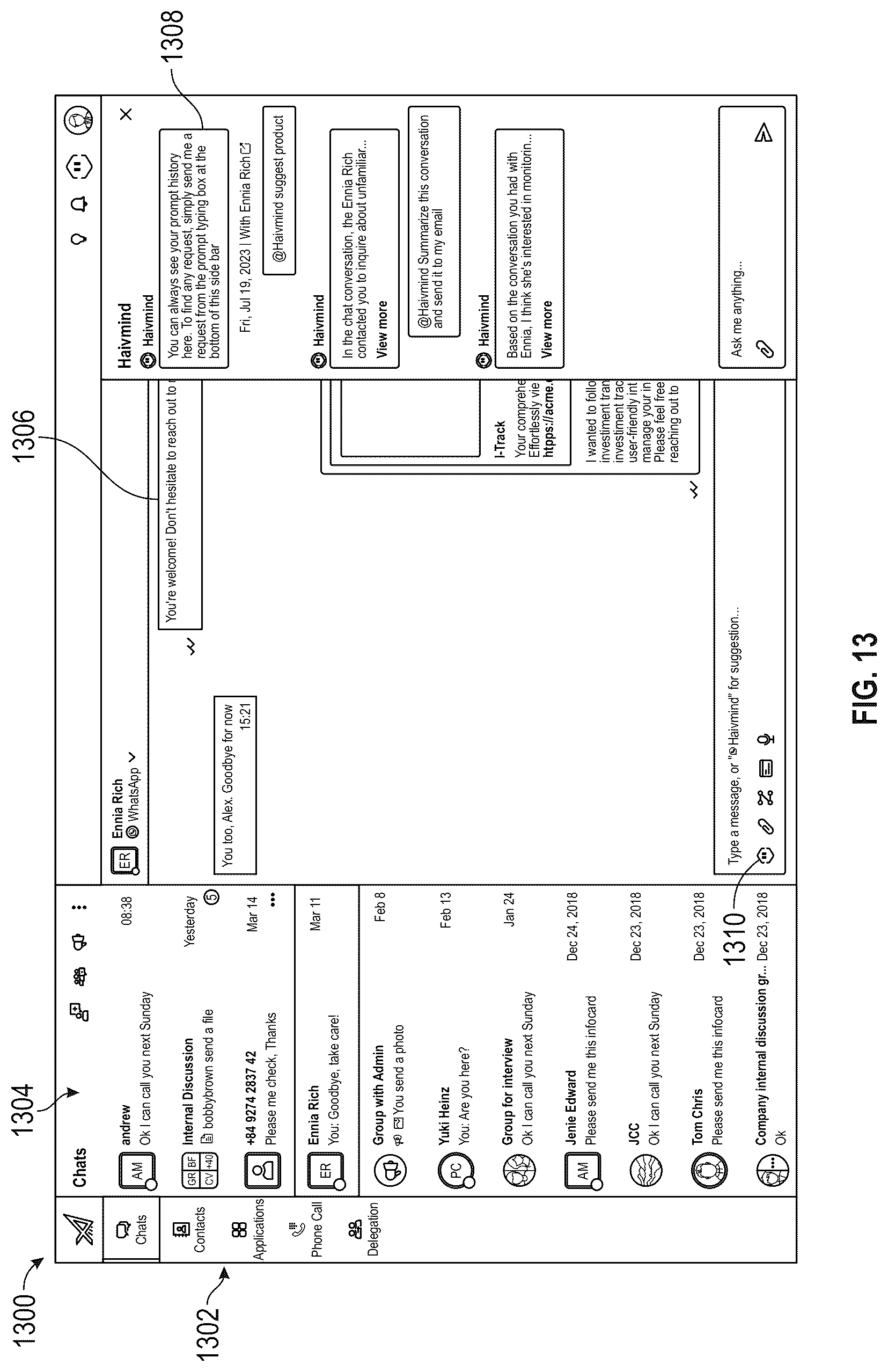 Patent US12321696 Figure 13 – Artificial intelligence enterprise application framework