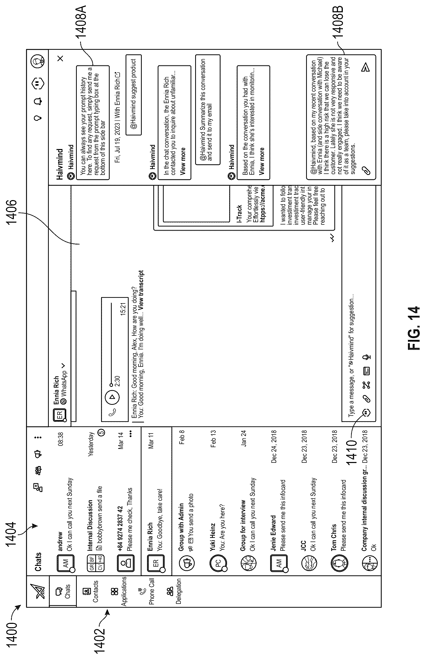 Patent US12321696 Figure 14 – Artificial intelligence enterprise application framework