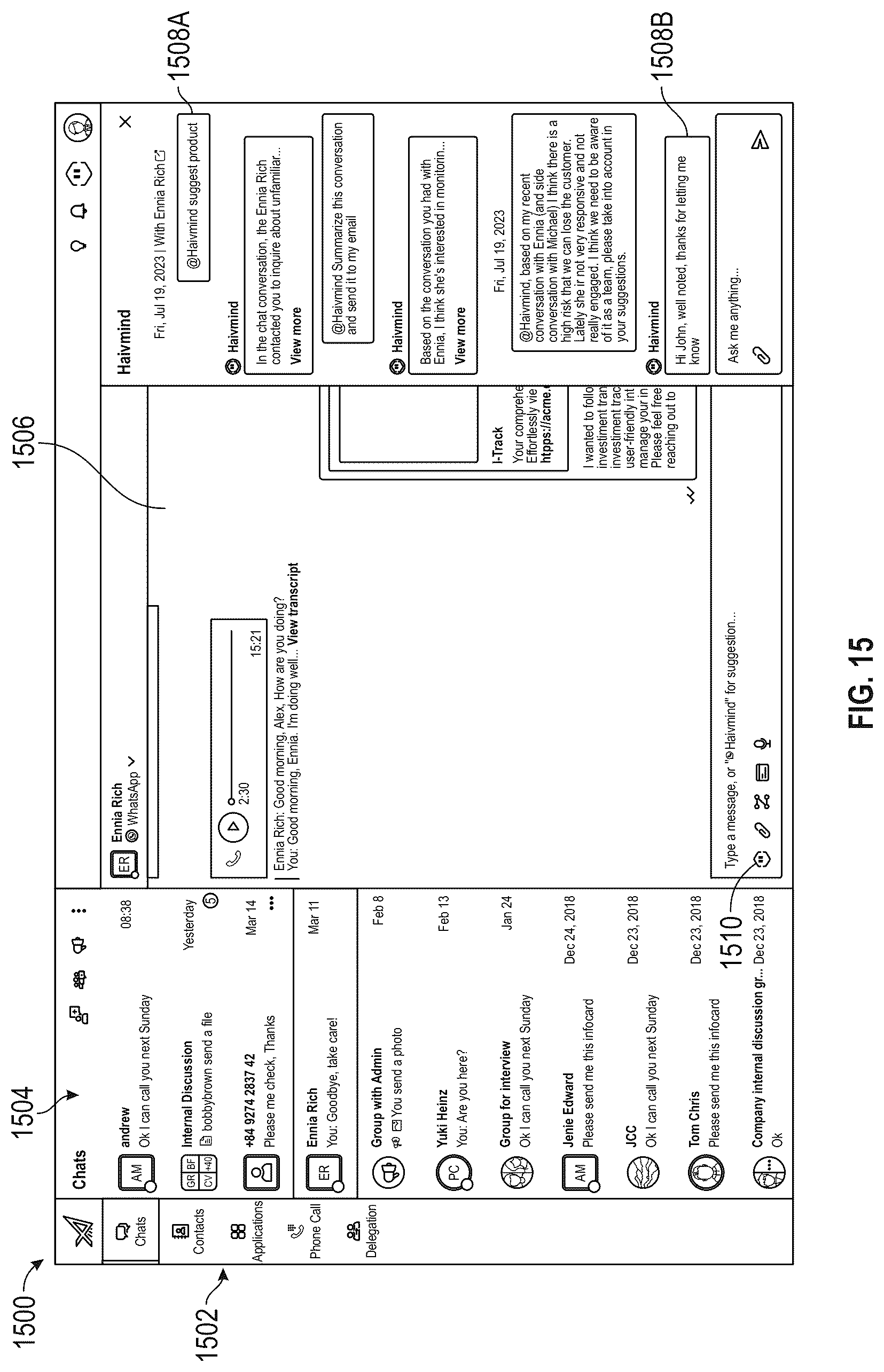 Patent US12321696 Figure 15 – Artificial intelligence enterprise application framework