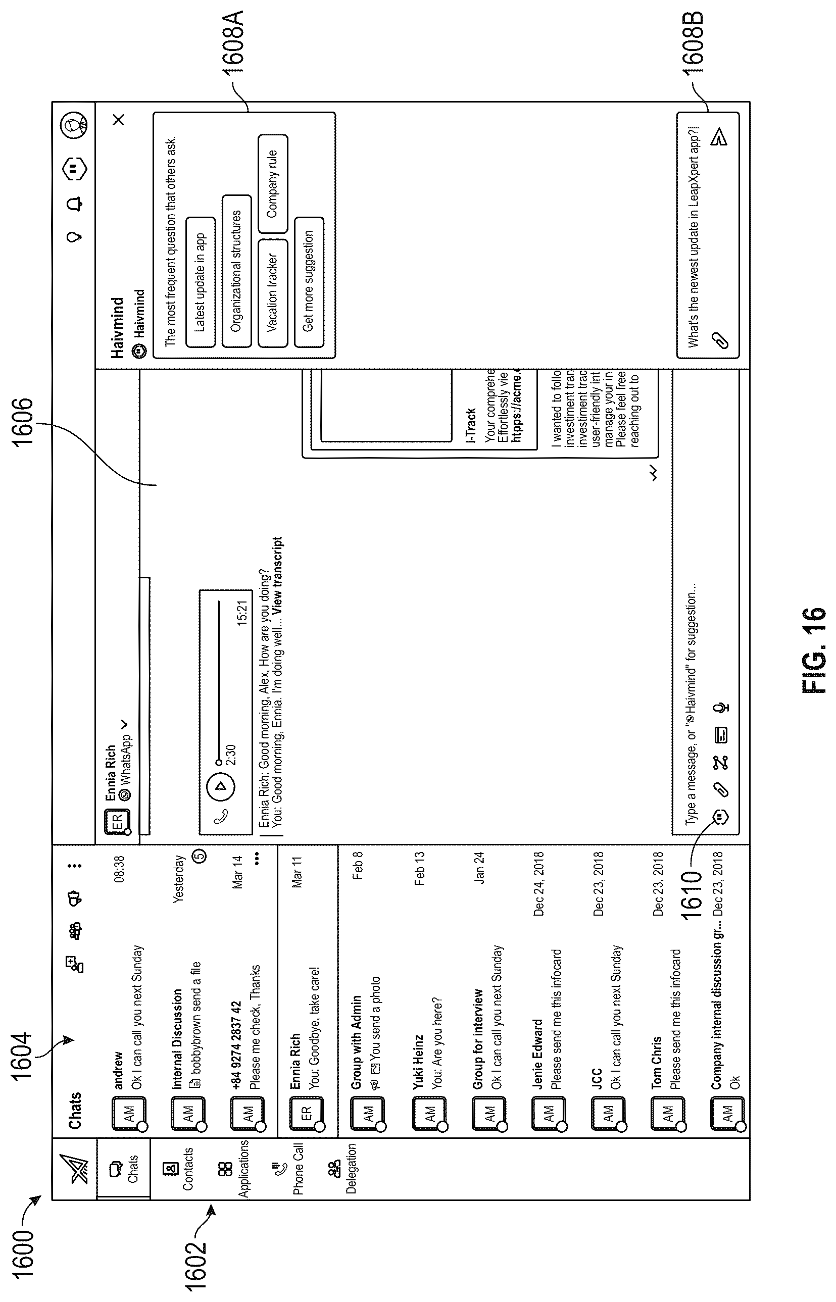 Patent US12321696 Figure 16 – Artificial intelligence enterprise application framework