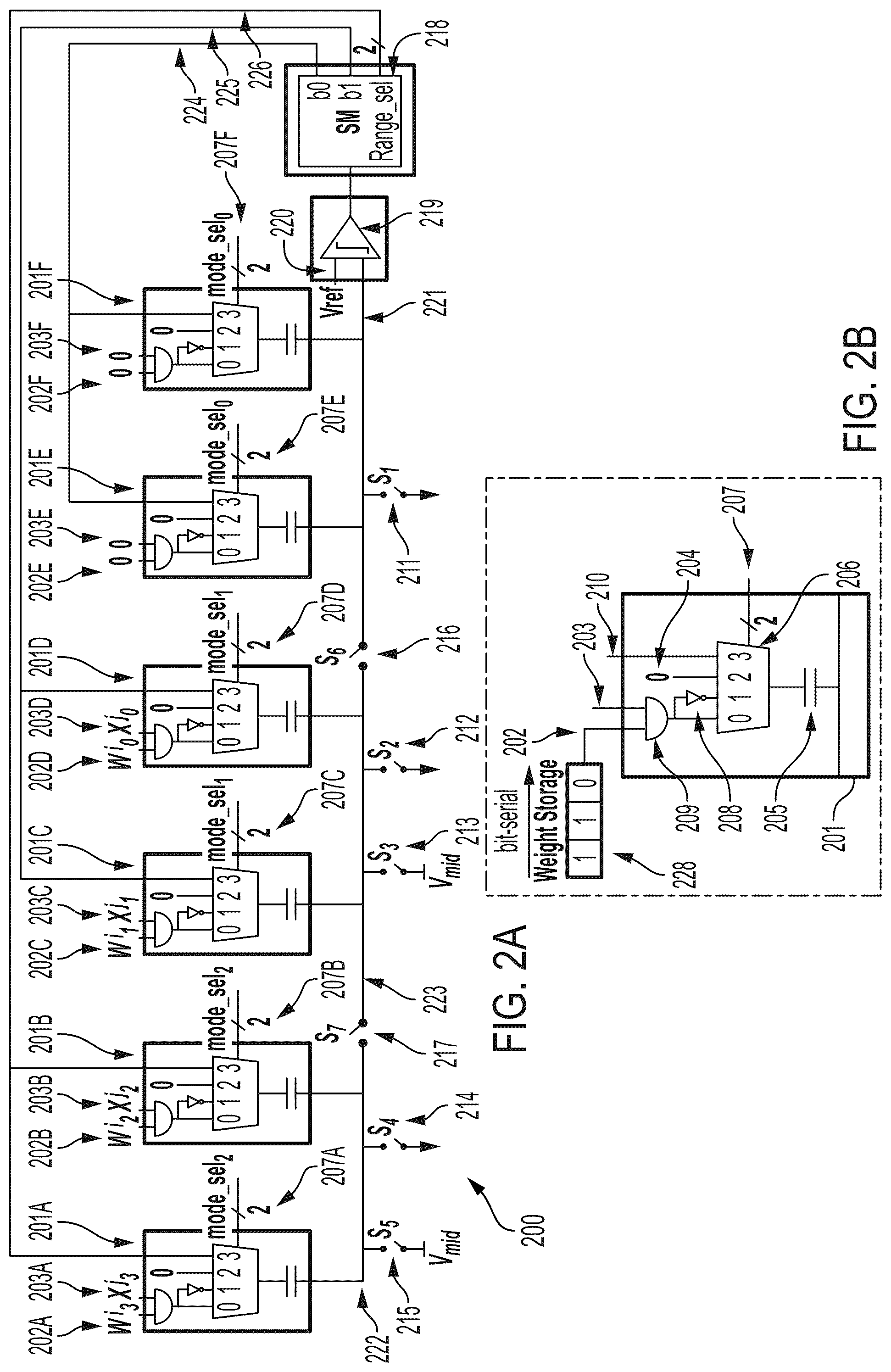Patent US12321713 Figure 2 – Switched capacitor vector-matrix multiplier