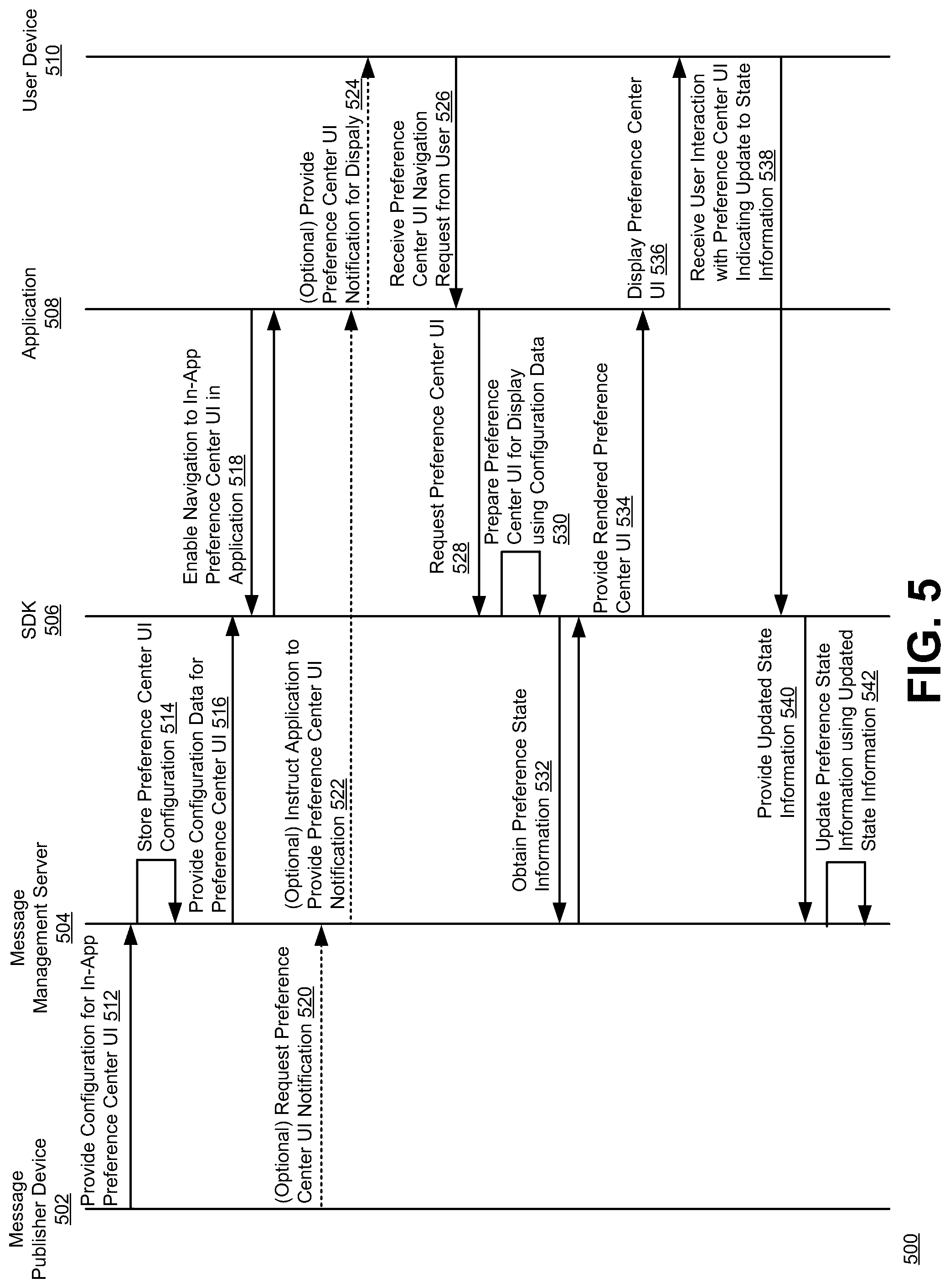 Patent US12321726 Figure 5 – In-application user interface messaging
