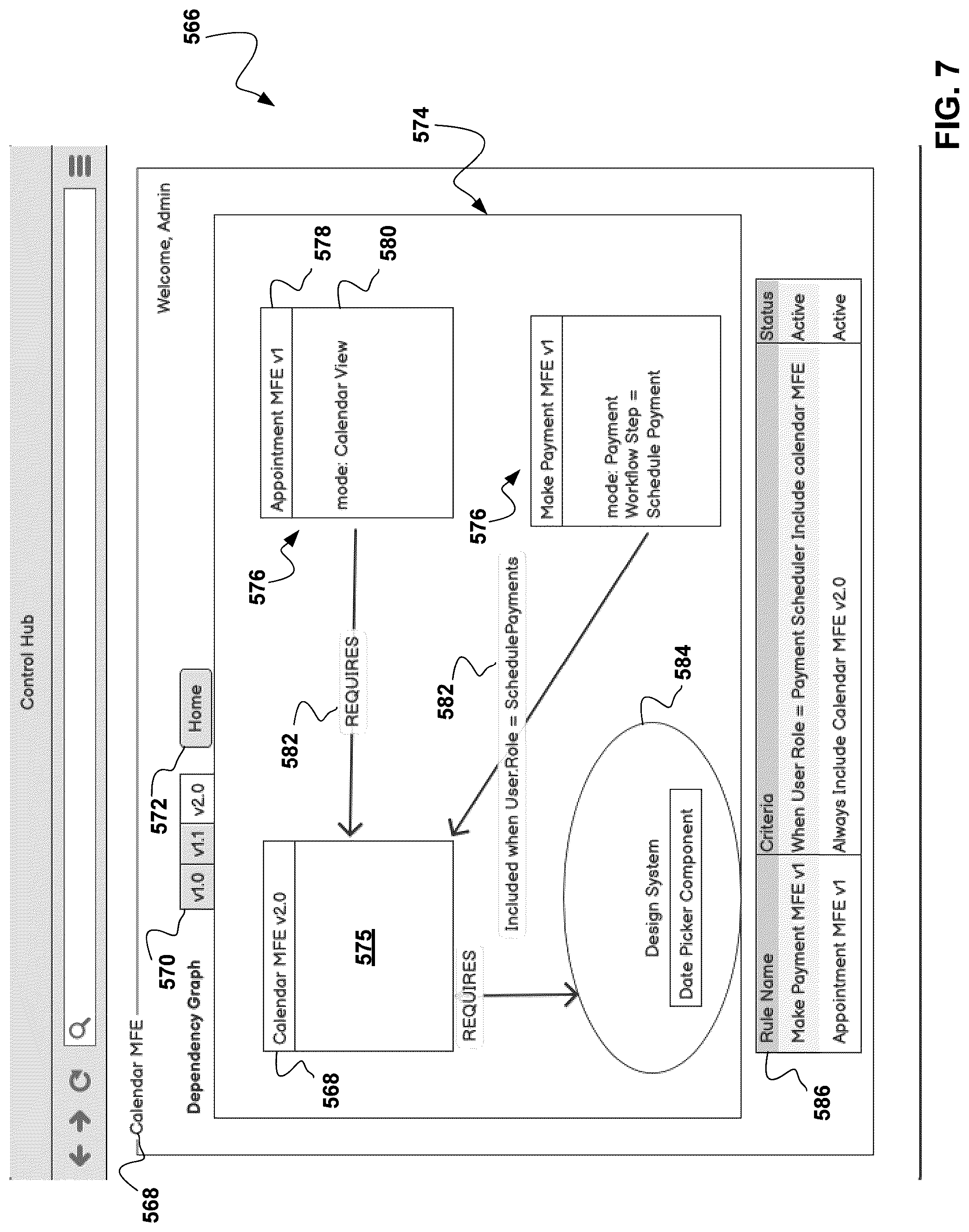 Patent US12321761 Figure 7 – Hub for micro front-end services