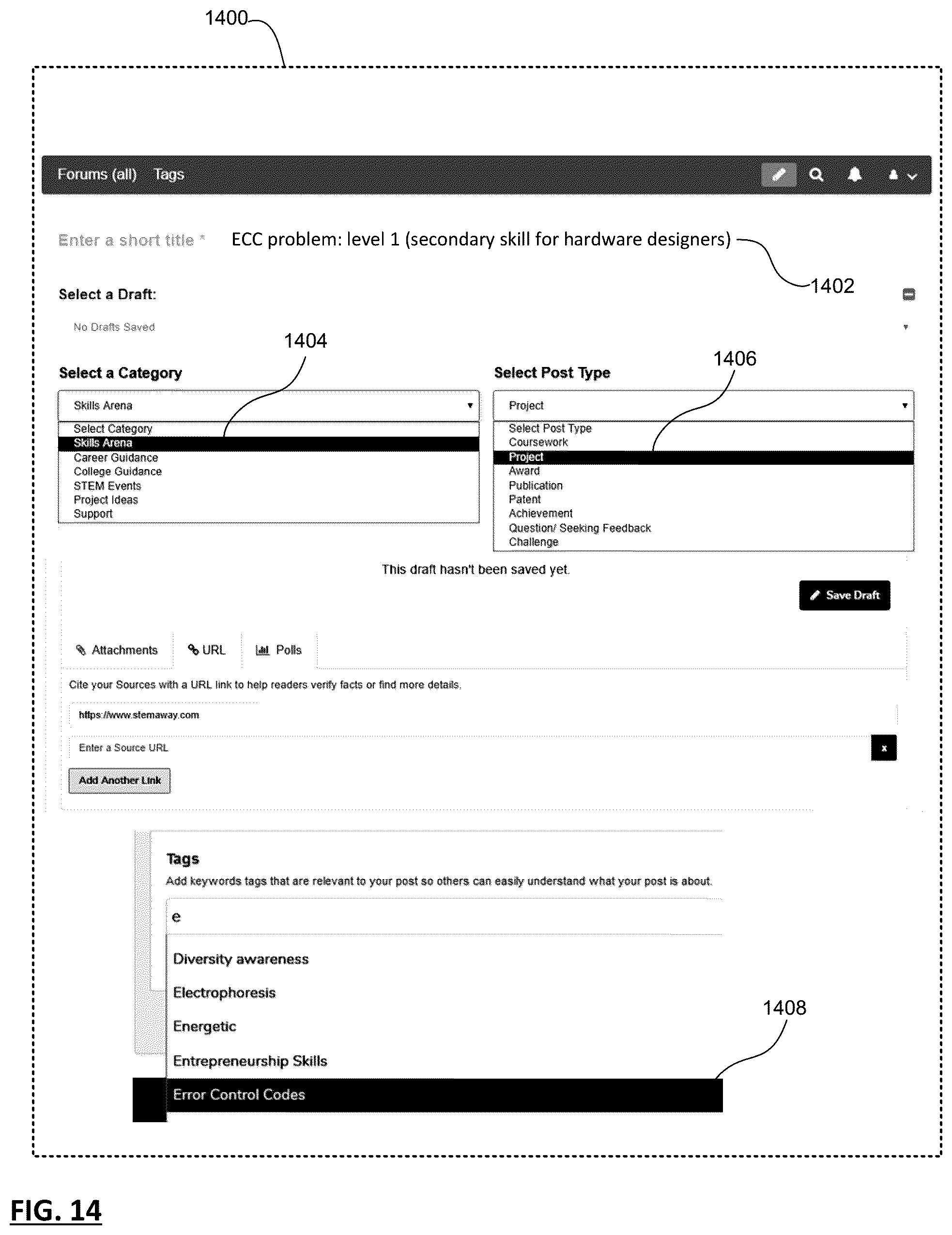 Patent US12321898 Figure 14 – System and method for generating skill-centric online resumes with verifiable skills