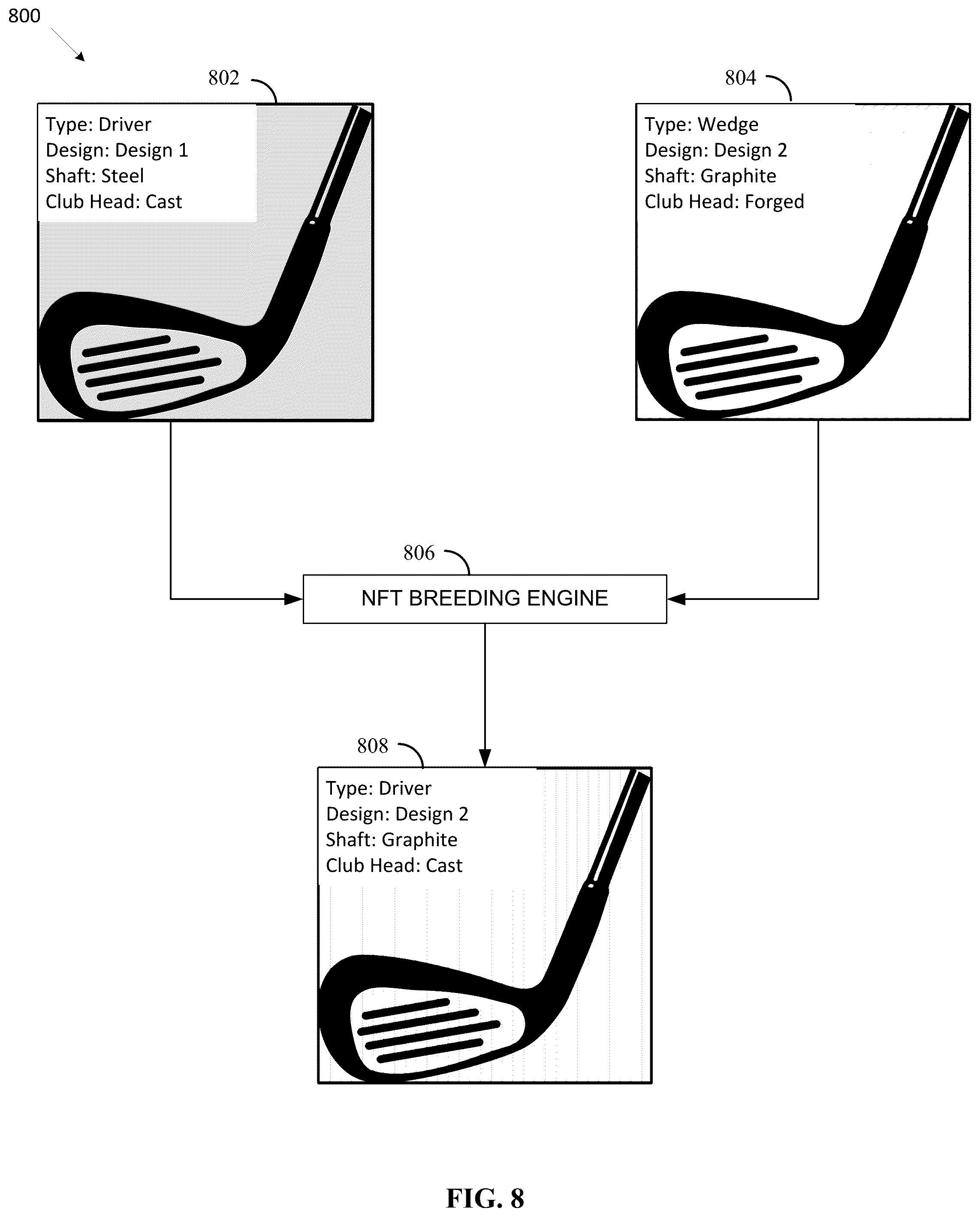 Patent US12321913 Figure 8 – Golf systems and methods using digital assets