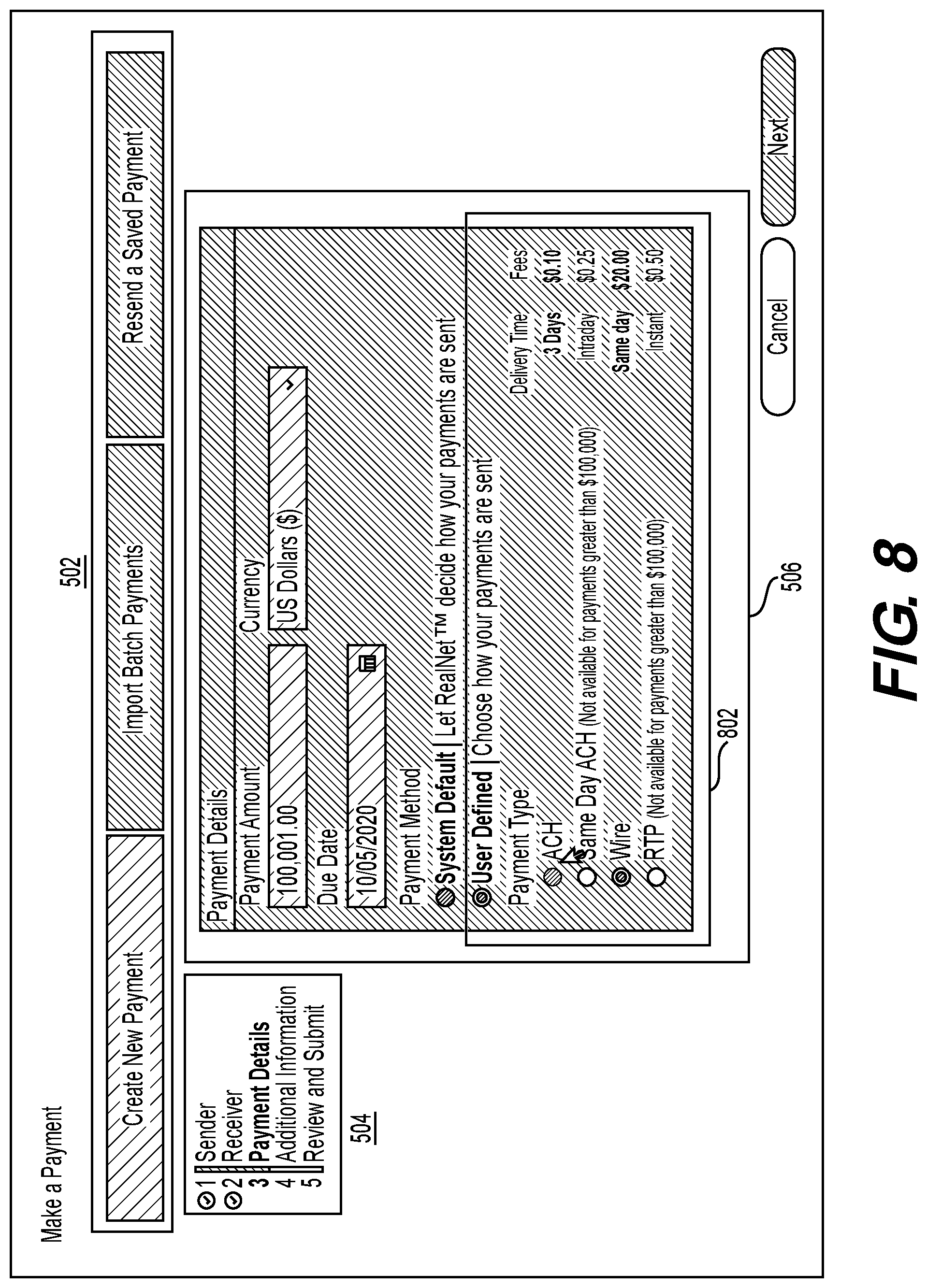 Patent US12321917 Figure 8 – Systems and methods for executing real-time electronic transactions using graphical user interface