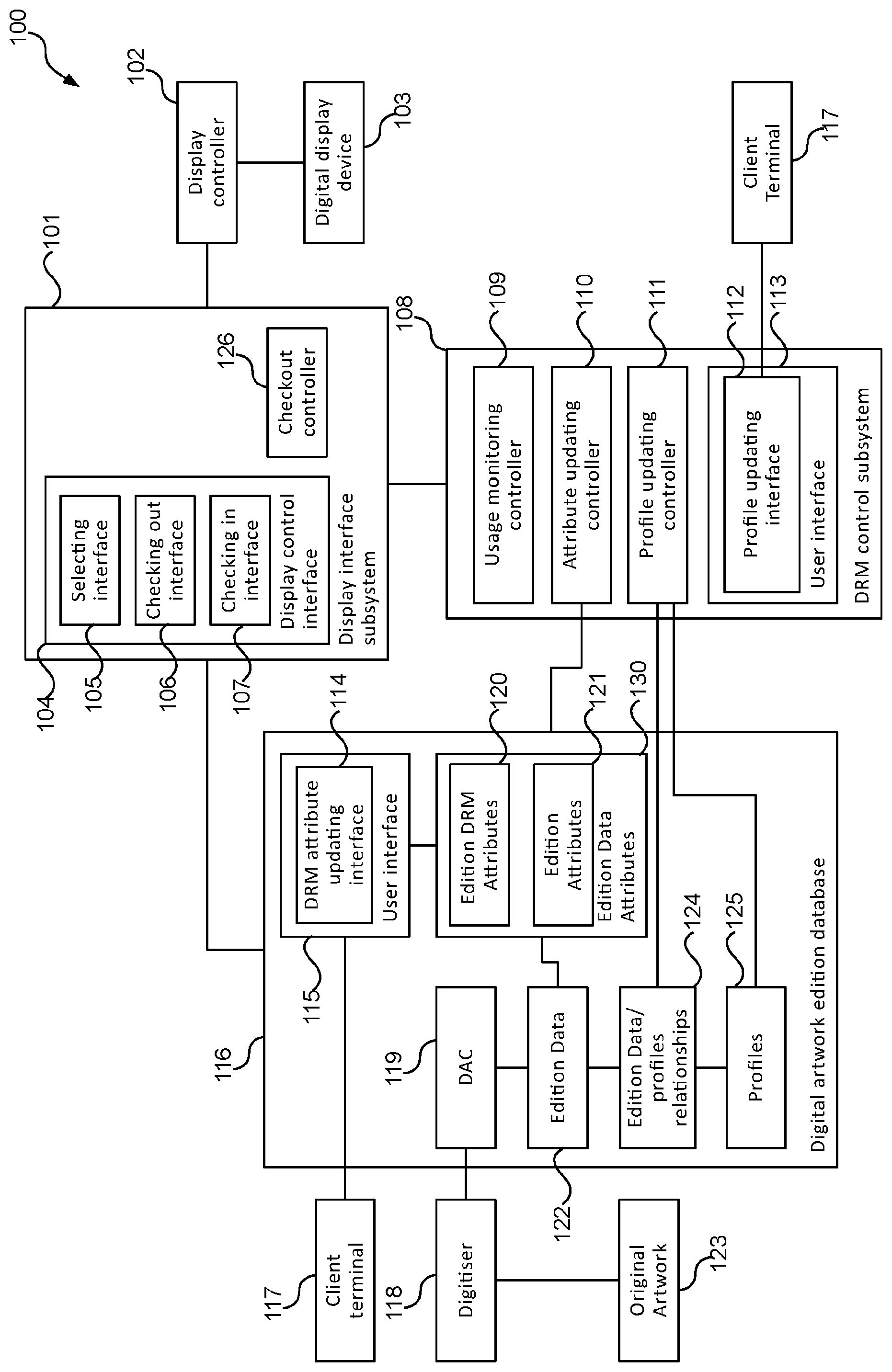 Patent US12321967 Figure 1 – Digital artwork content digital rights management and content distribution network