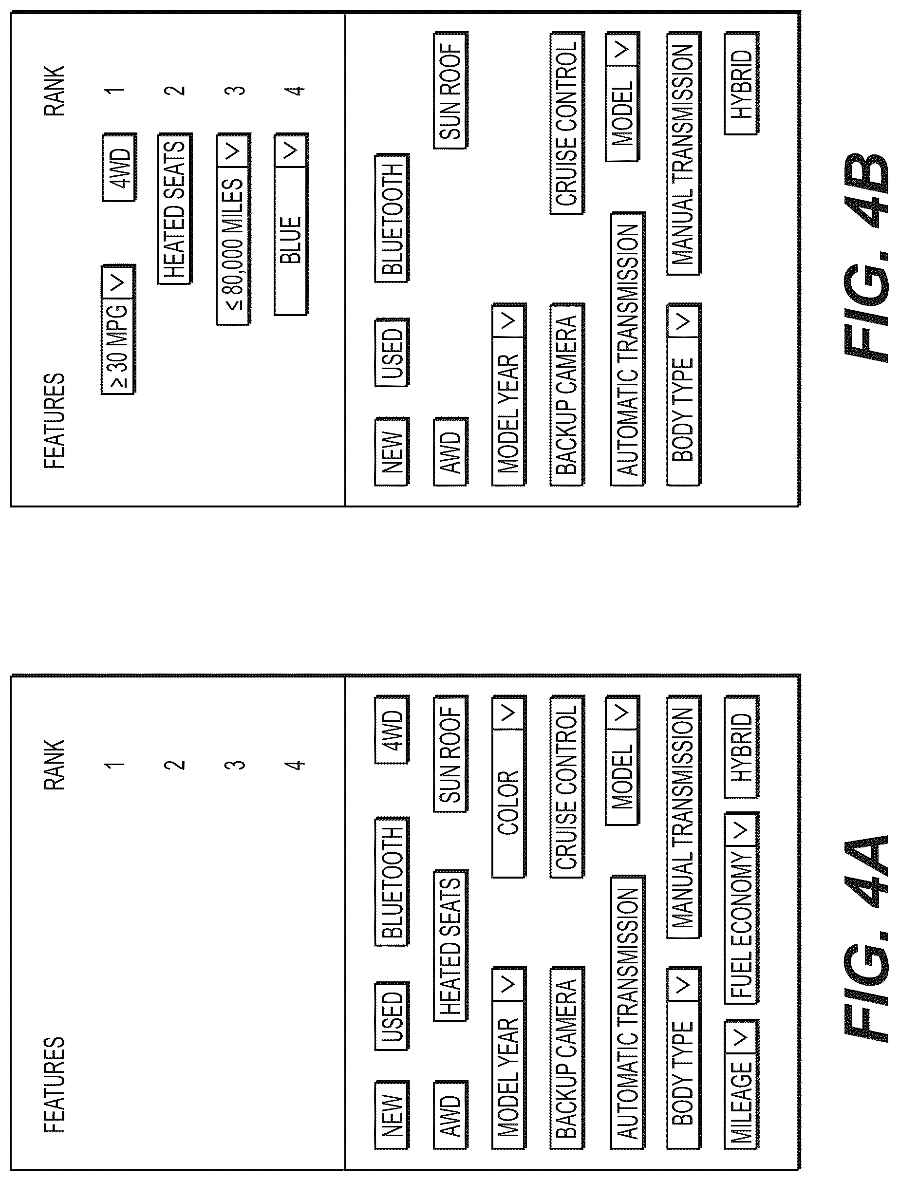 Patent US12321974 Figure 4 – Item recommendations weighted by user-valued features
