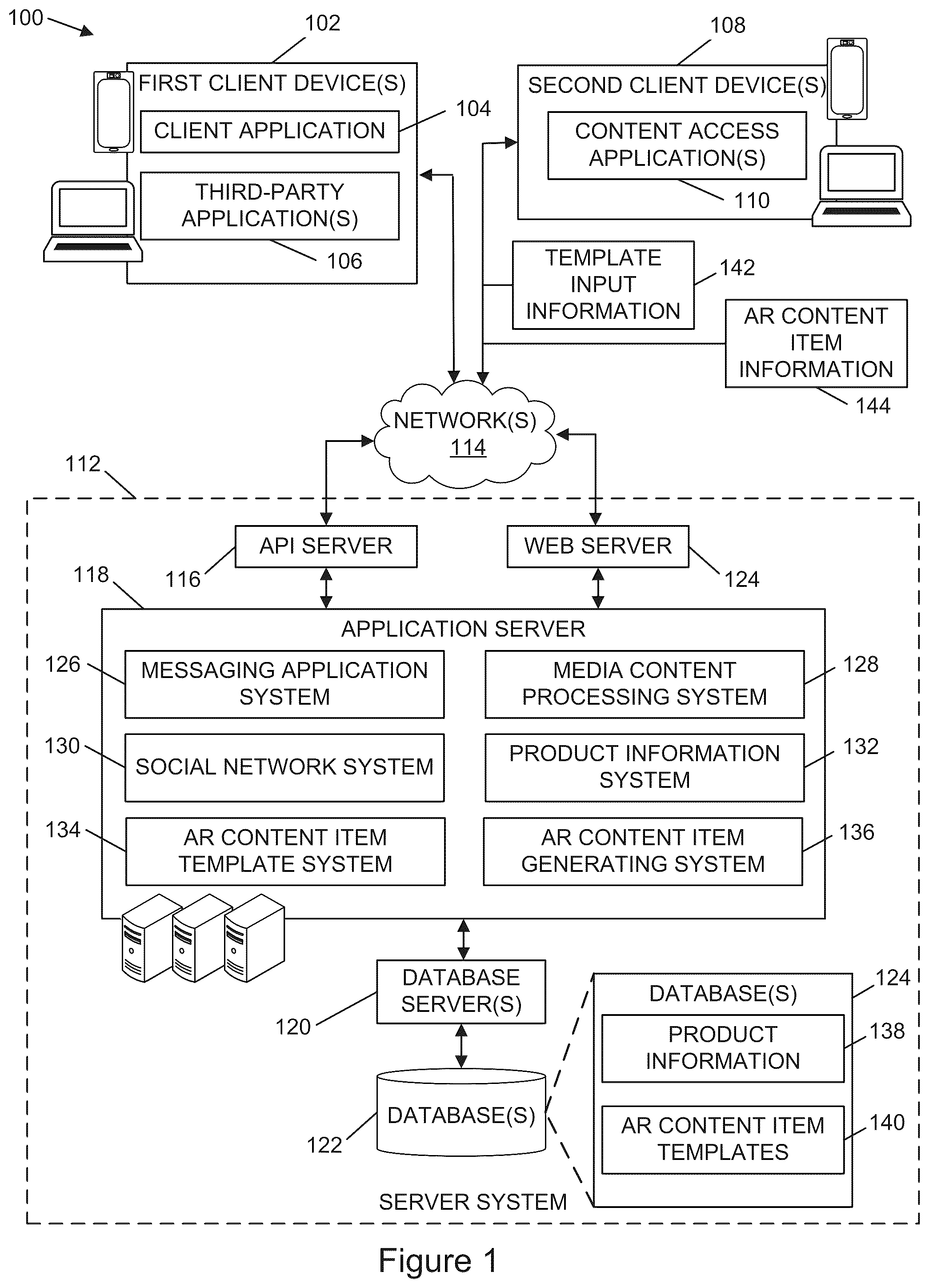 Patent US12321982 Figure 1 – Methods, systems, and one or more non-transitory computer-readable storage media including templates to generate augmented reality content items that display product information