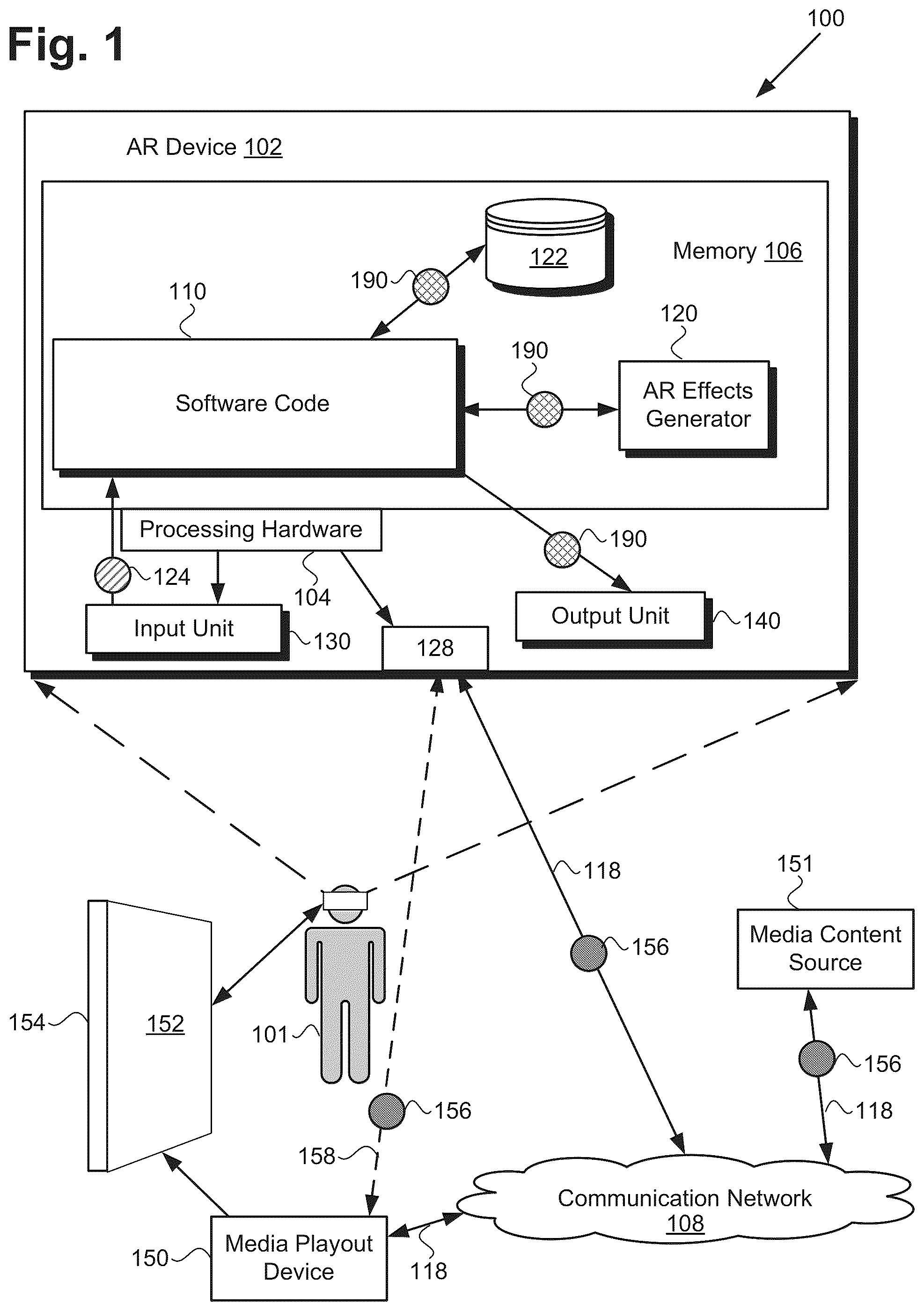 Patent US12322006 — Augmented reality enhancement of moving images — Figure 1
