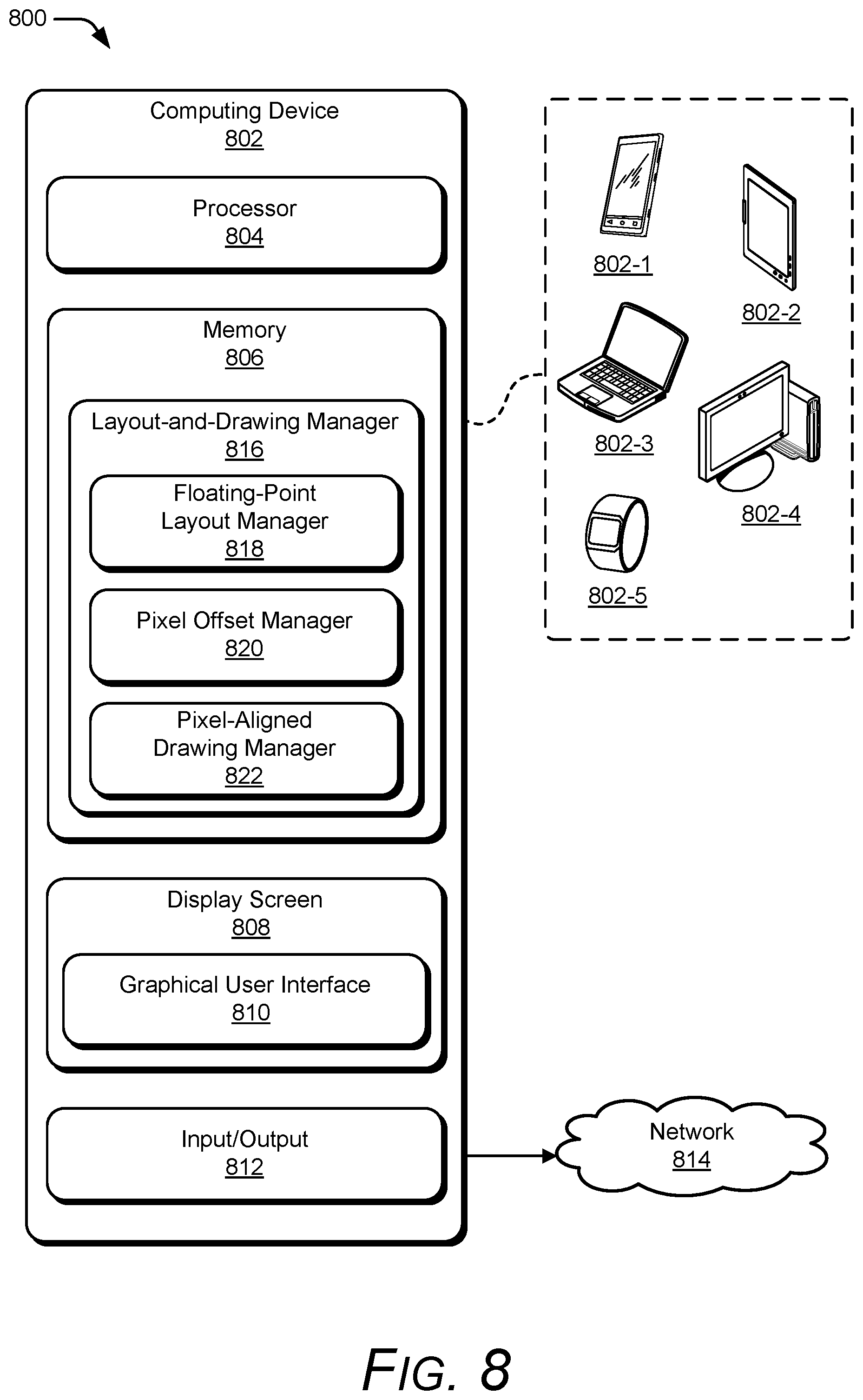 Patent US12322008 Figure 5 – Pixel-aligned drawing with floating-point layout