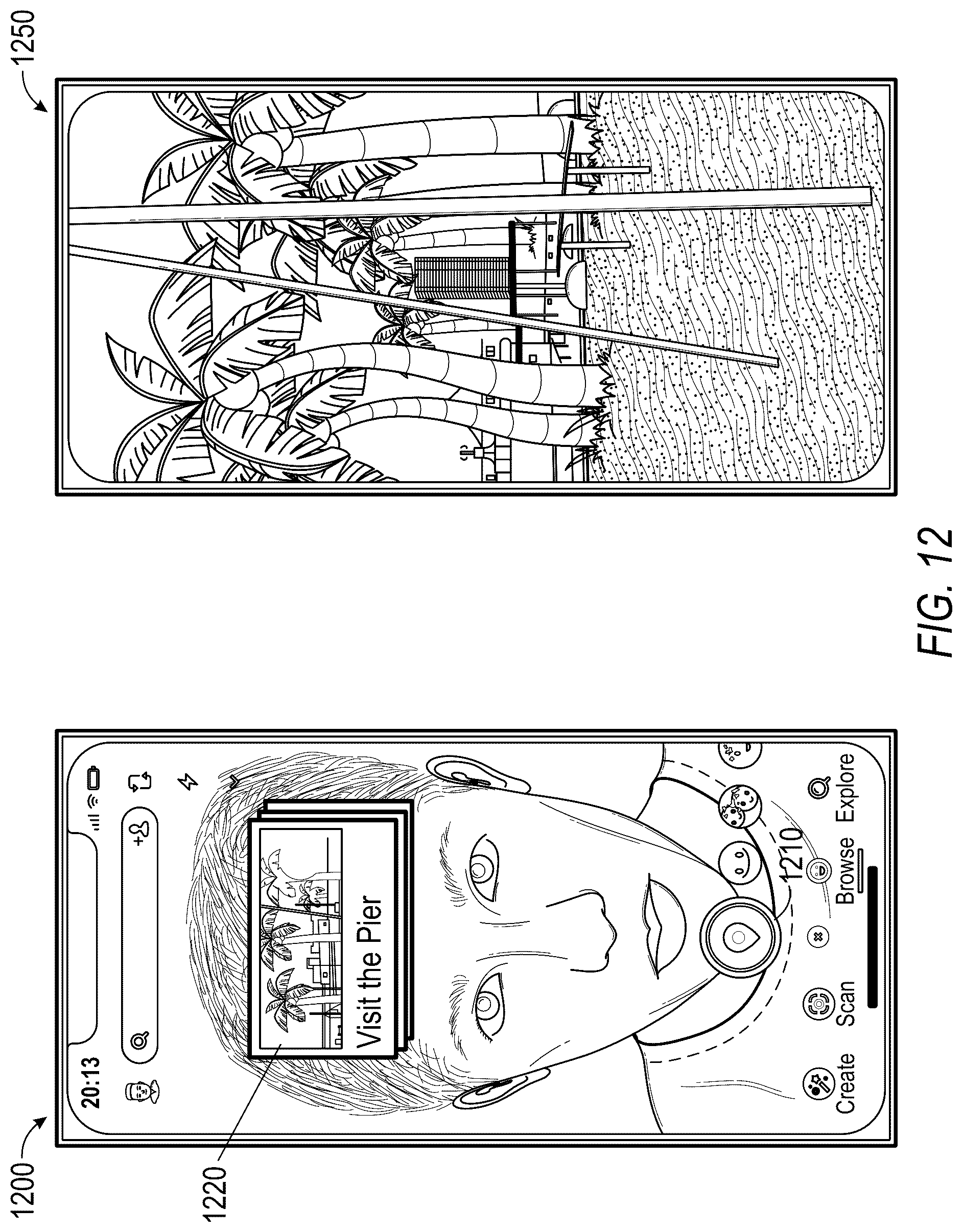 Patent US12322046 Figure 12 – Augmented reality content generators for spatially browsing travel destinations