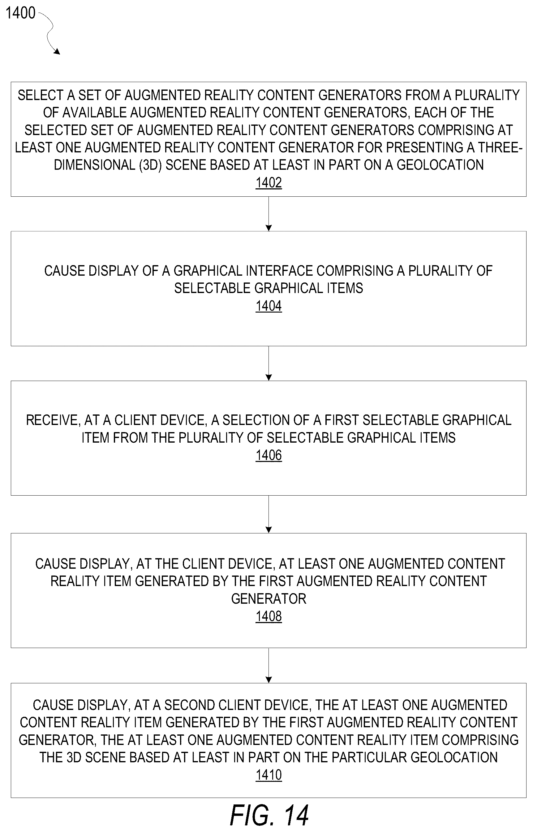 Patent US12322046 Figure 14 – Augmented reality content generators for spatially browsing travel destinations