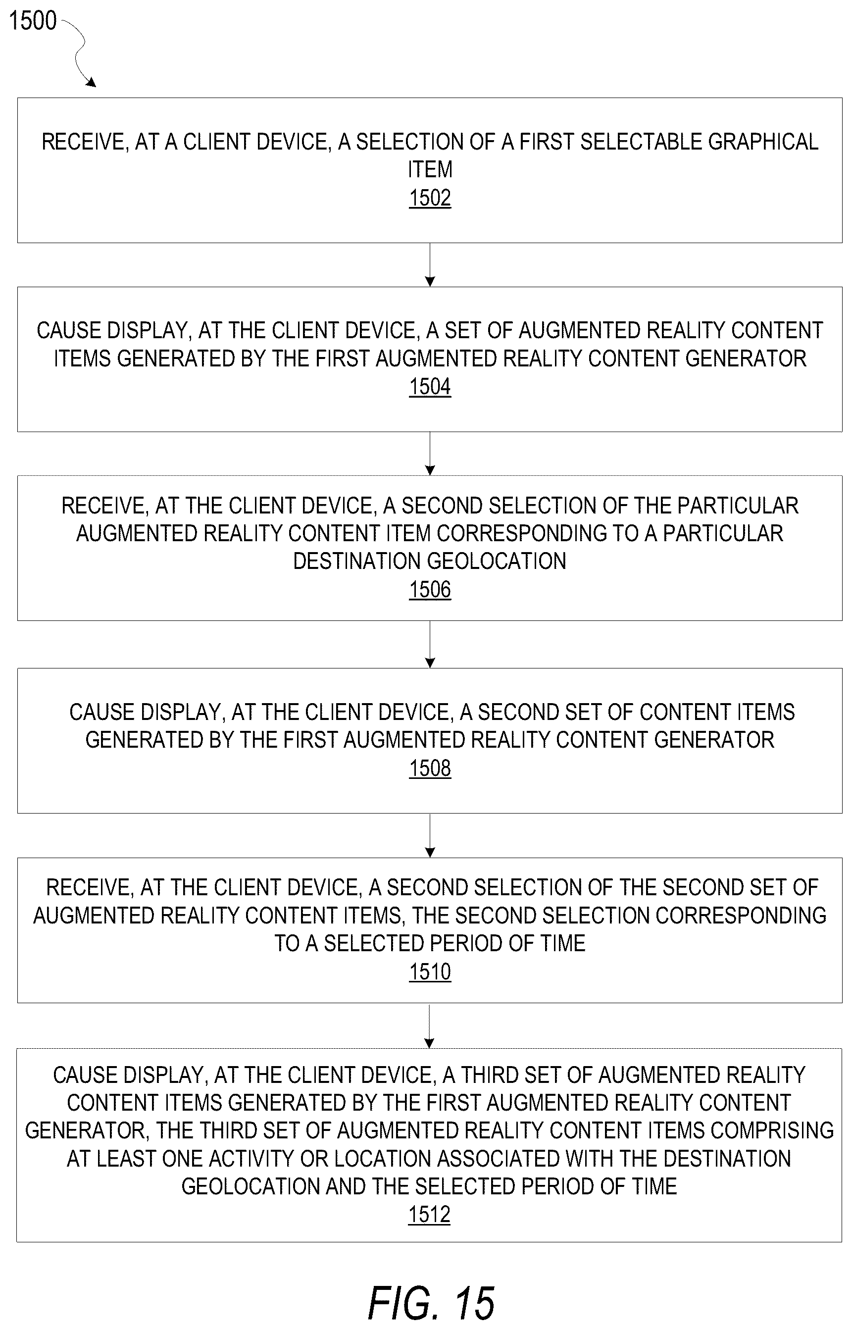 Patent US12322046 Figure 15 – Augmented reality content generators for spatially browsing travel destinations