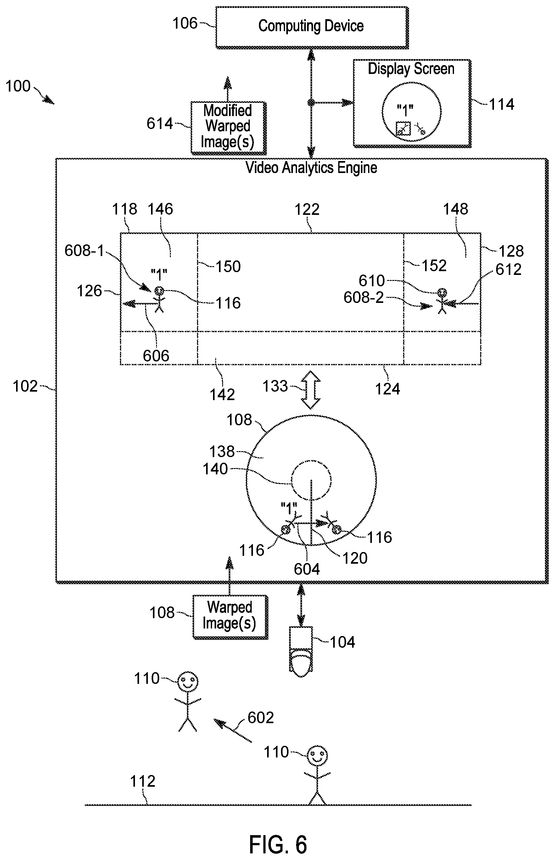 Patent US12322075 Figure 6 – Device, method and system for identifying objects in warped images from a fisheye camera
