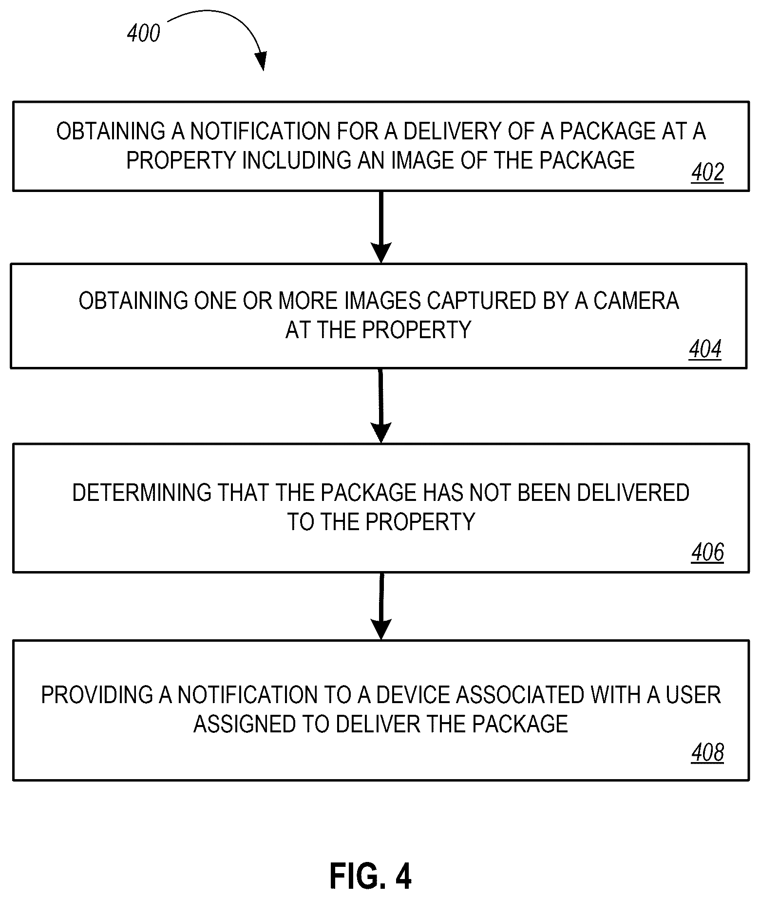 Patent US12322120 Figure 4 – Monitoring delivered packages using video