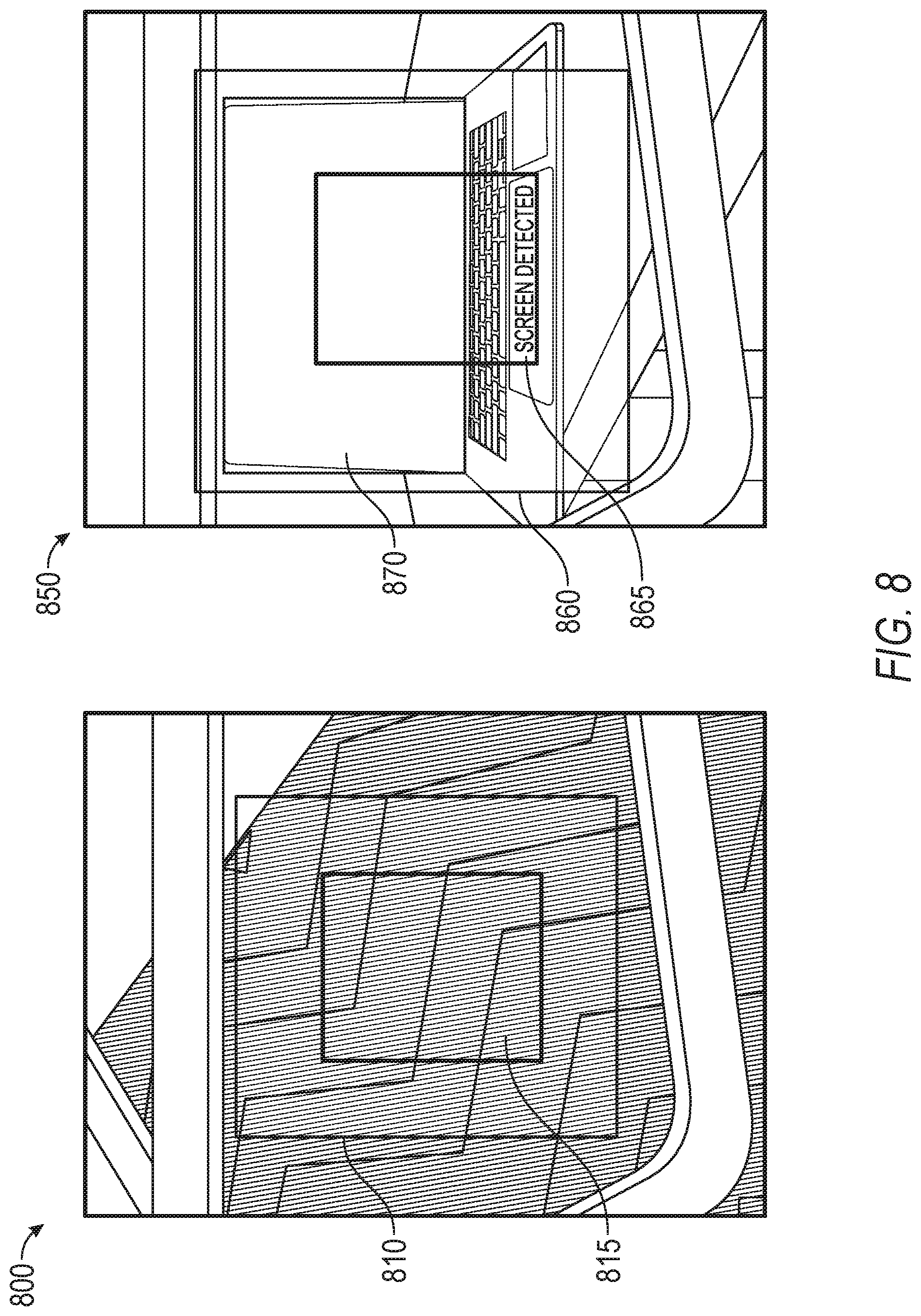 Patent US12322166 Figure 8 – Detection and obfuscation of display screens in augmented reality content
