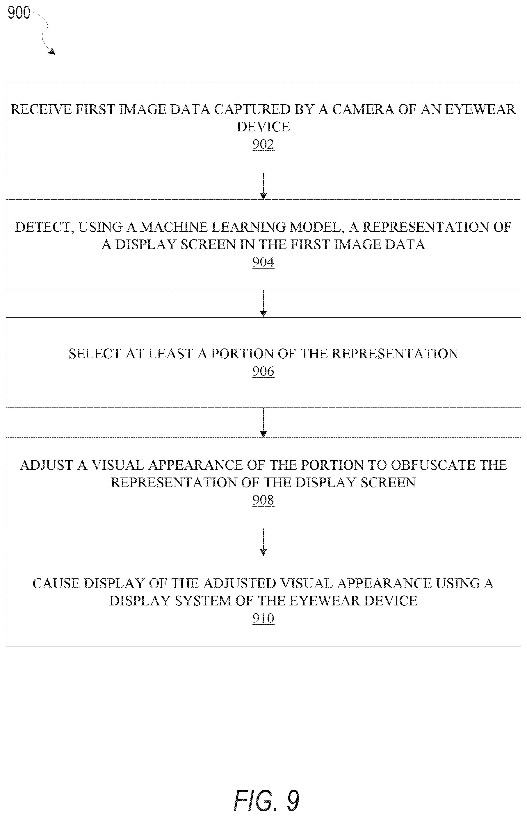 Patent US12322166 Figure 9 – Detection and obfuscation of display screens in augmented reality content