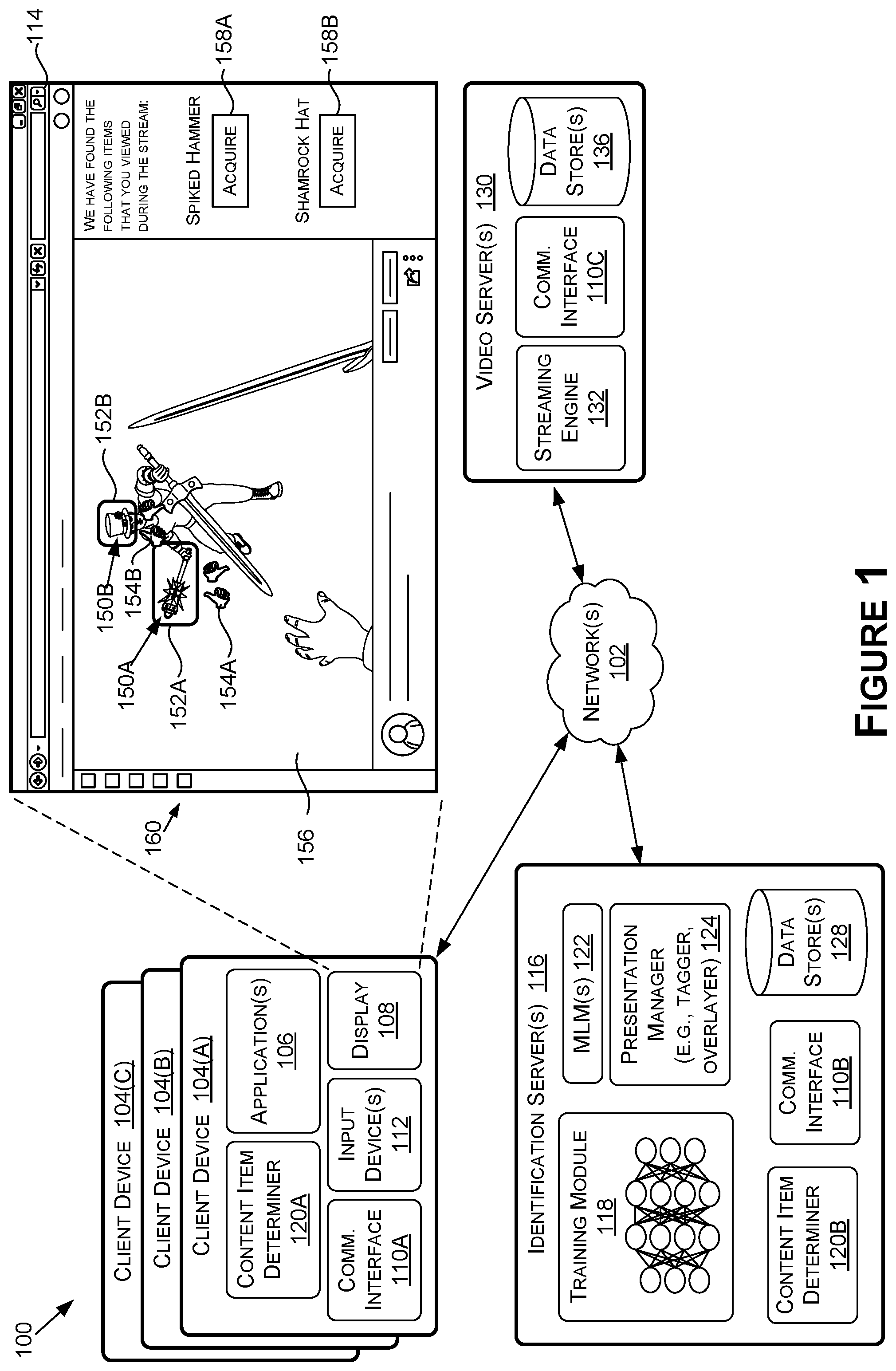 Patent US12322177 — Automatic content recognition and information in live streaming suitable for video games — Figure 1