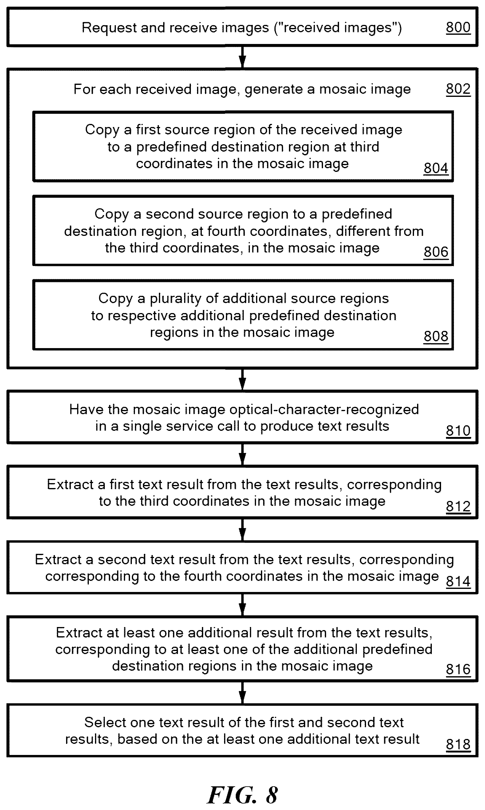 Patent US12322197 Figure 8 – Intelligent image segmentation prior to optical character recognition (OCR)