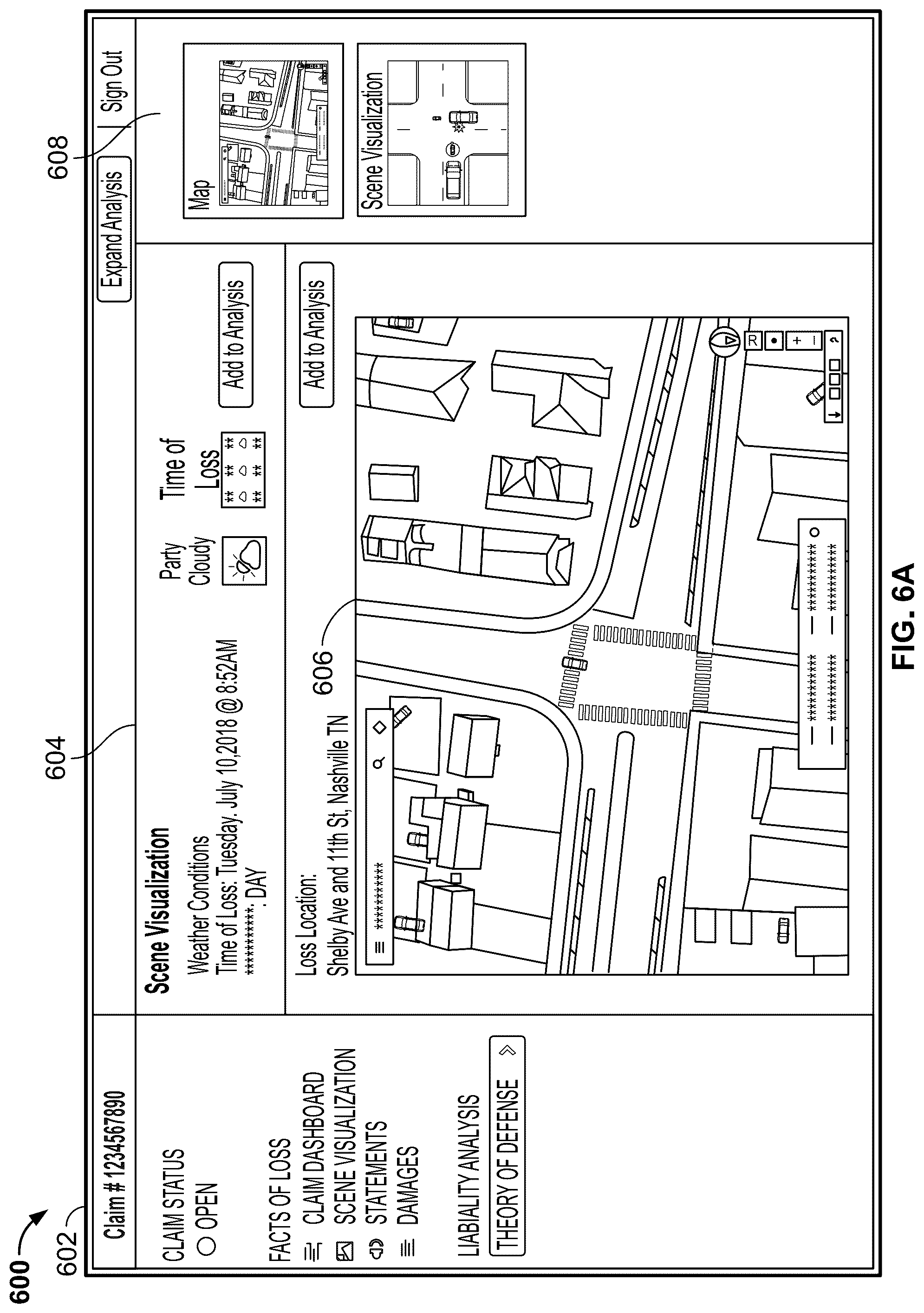 Patent US12322219 Figure 6 – System generated damage analysis using scene templates