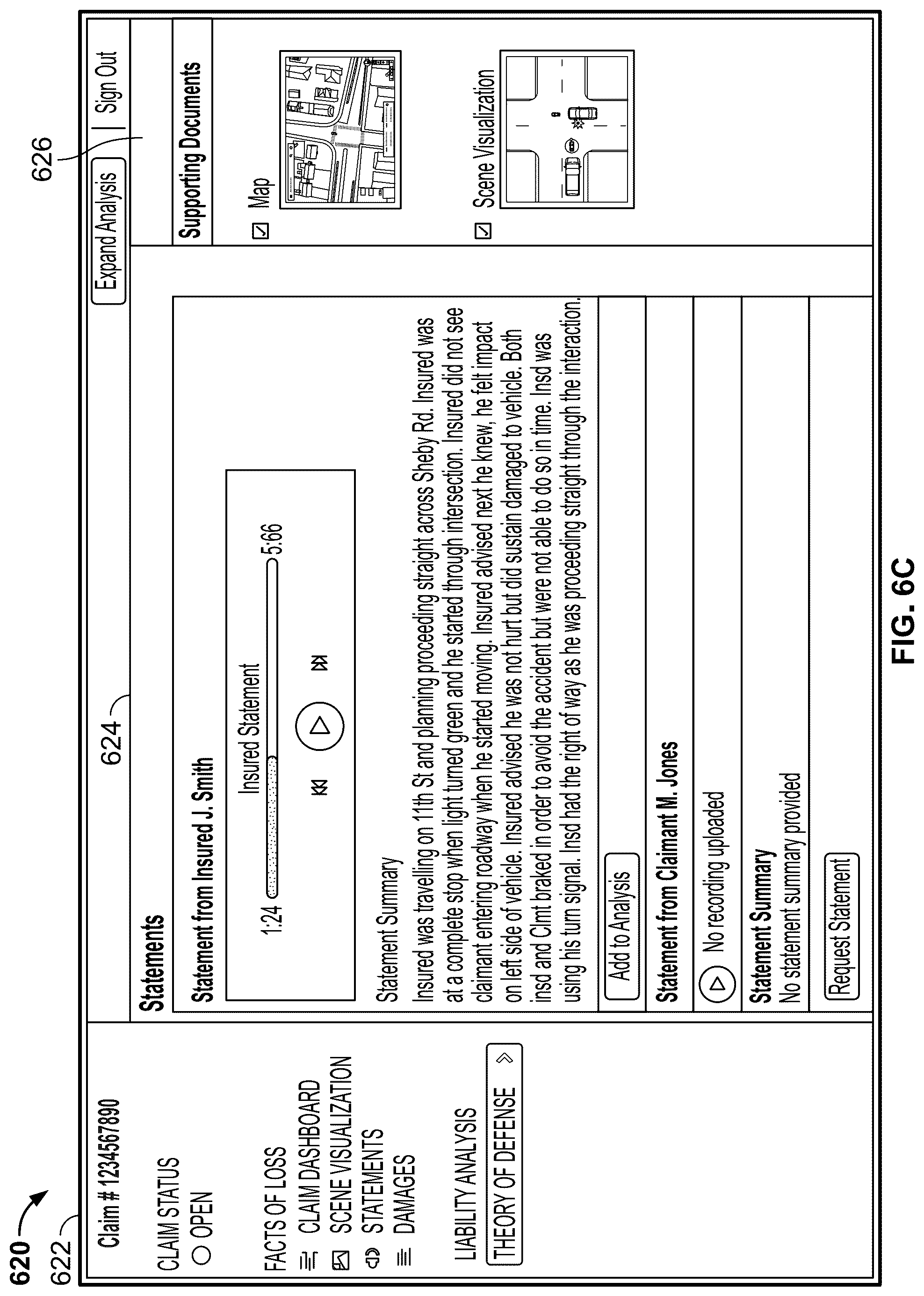 Patent US12322219 Figure 8 – System generated damage analysis using scene templates