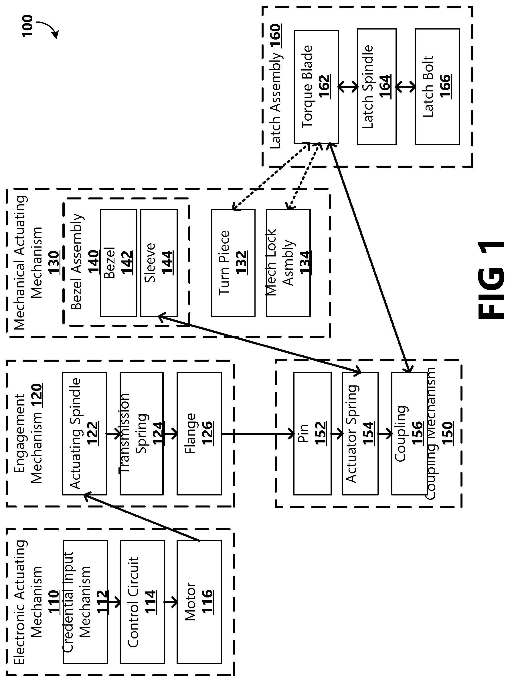 Patent US12322231 Figure 1 – Manual electronic deadbolt