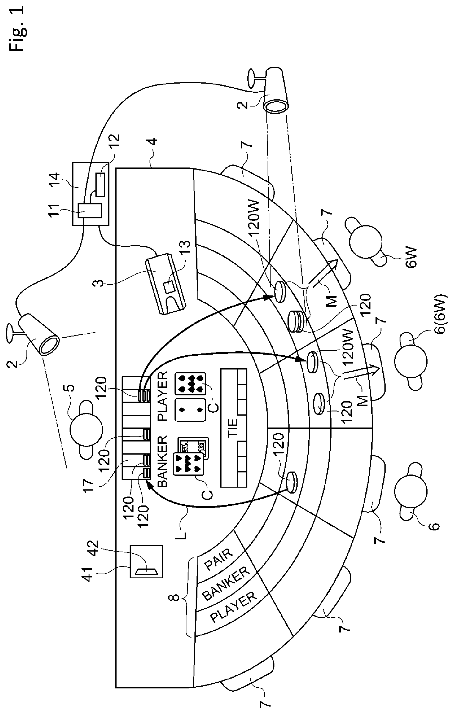 Patent US12322247 Figure 1 – Management system of substitute currency for gaming