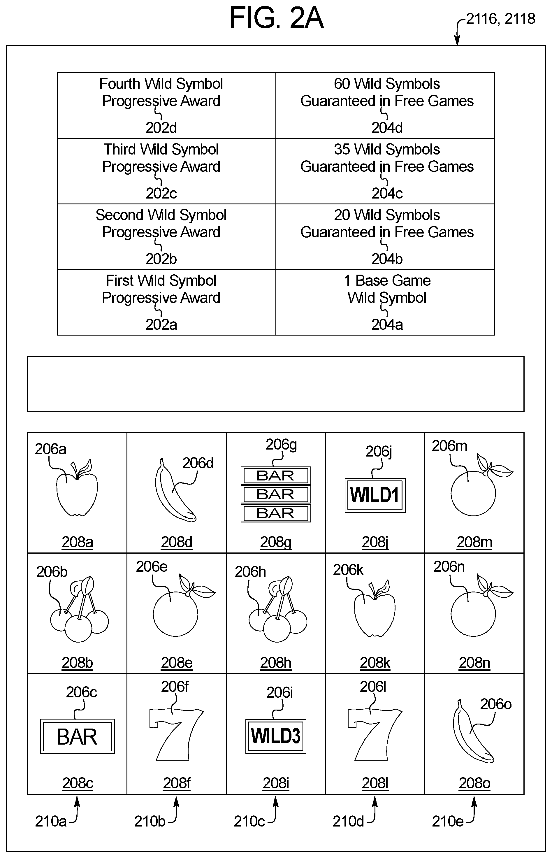 Patent US12322252 Figure 2 – Gaming system and method with awards associated with guaranteed symbol generations