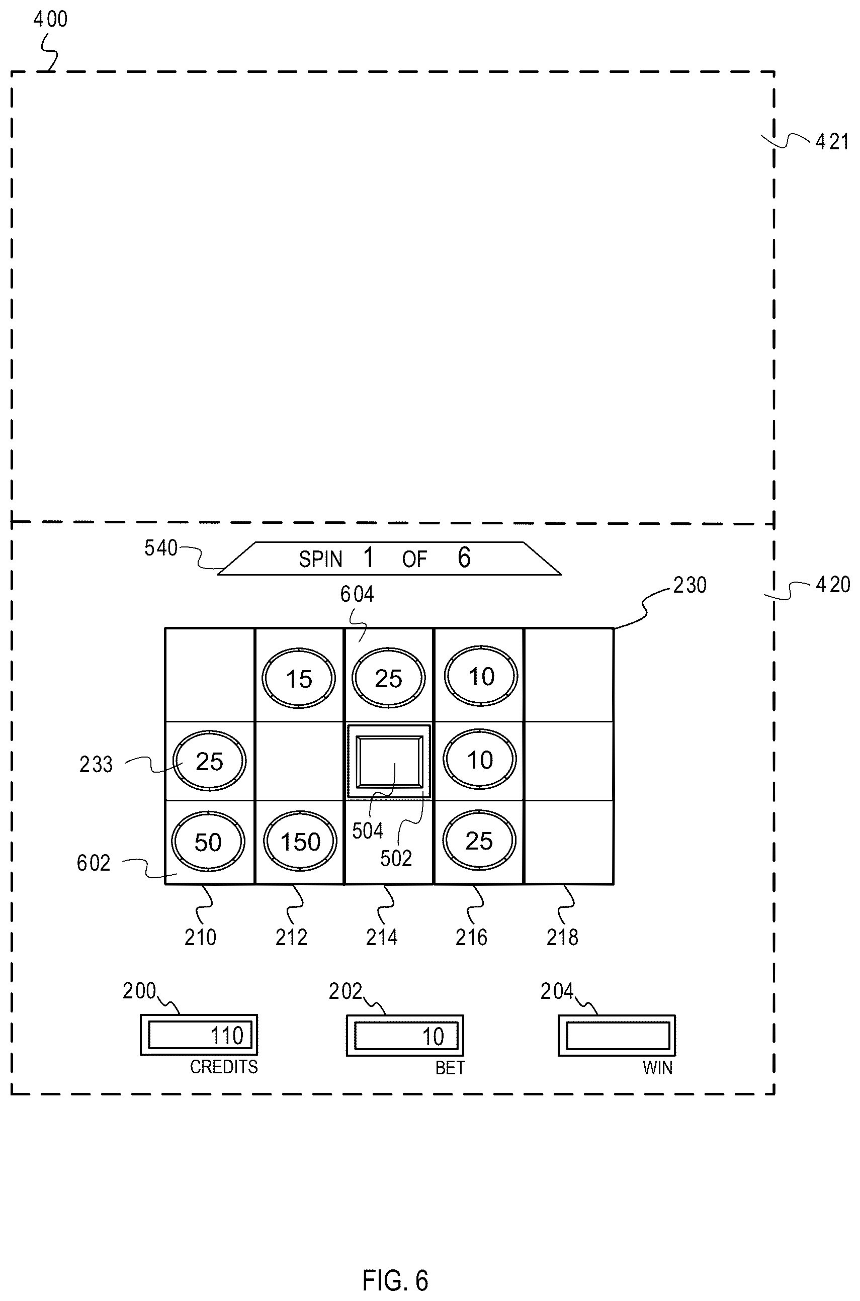 Patent US12322253 Figure 6 – Gaming machine with hierarchical collector feature