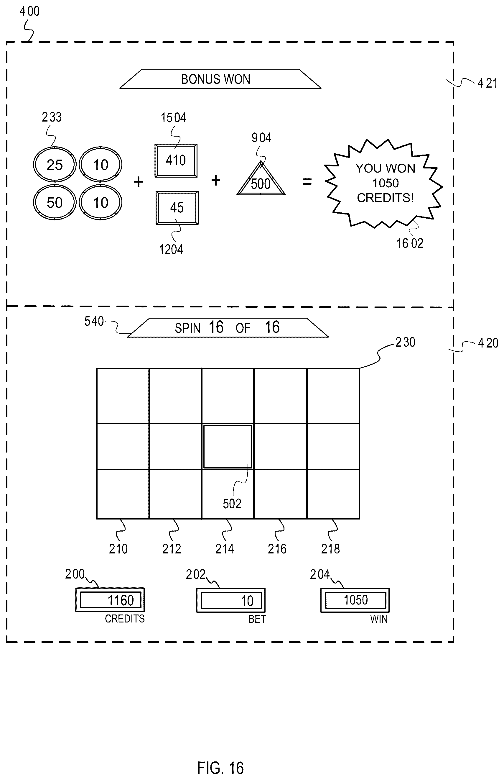 Patent US12322253 Figure 16 – Gaming machine with hierarchical collector feature