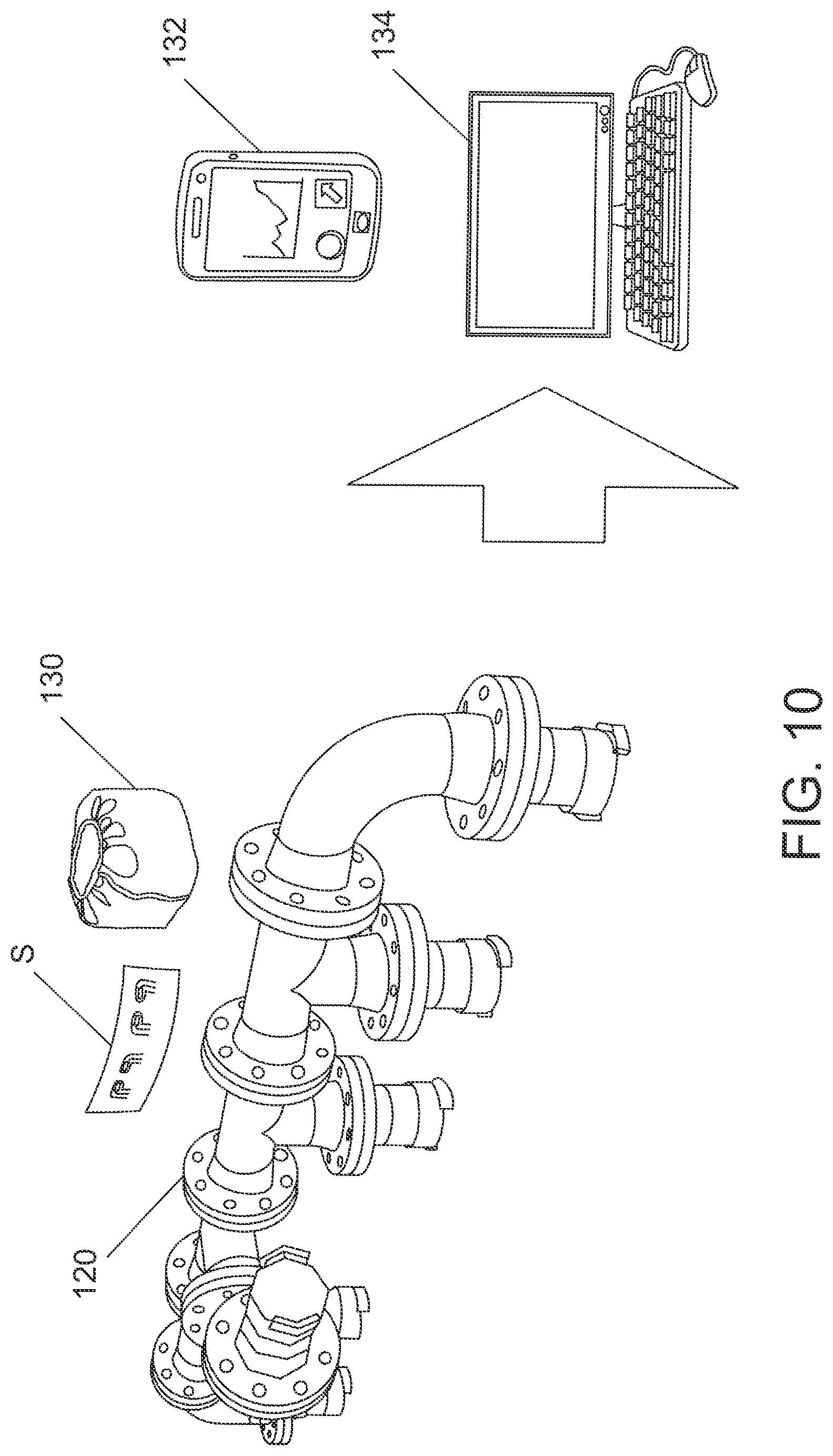 Patent US12322266 Figure 10 – Monitoring chemicals and gases along pipes, valves and flanges