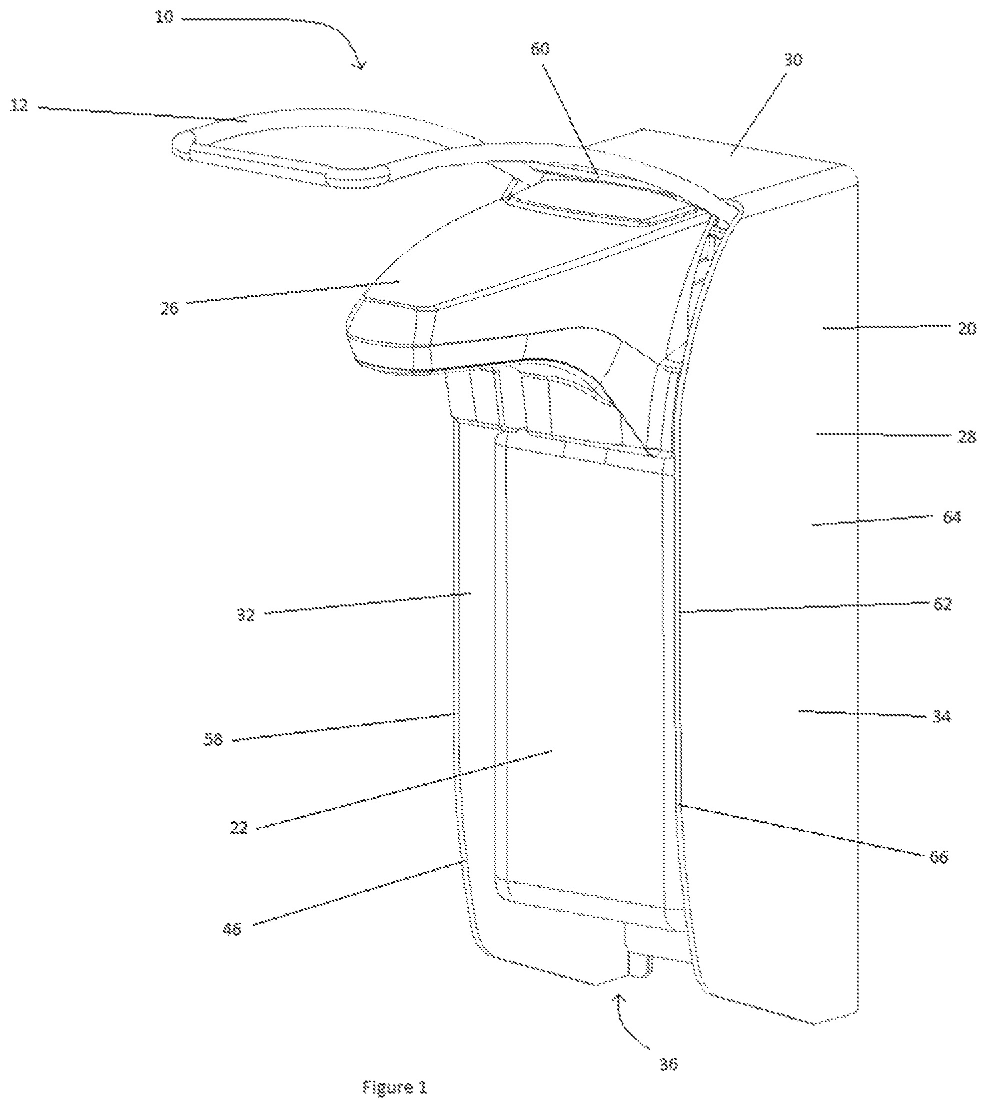 Patent US12322268 Figure 1 – Fluid dispenser with illuminable cover