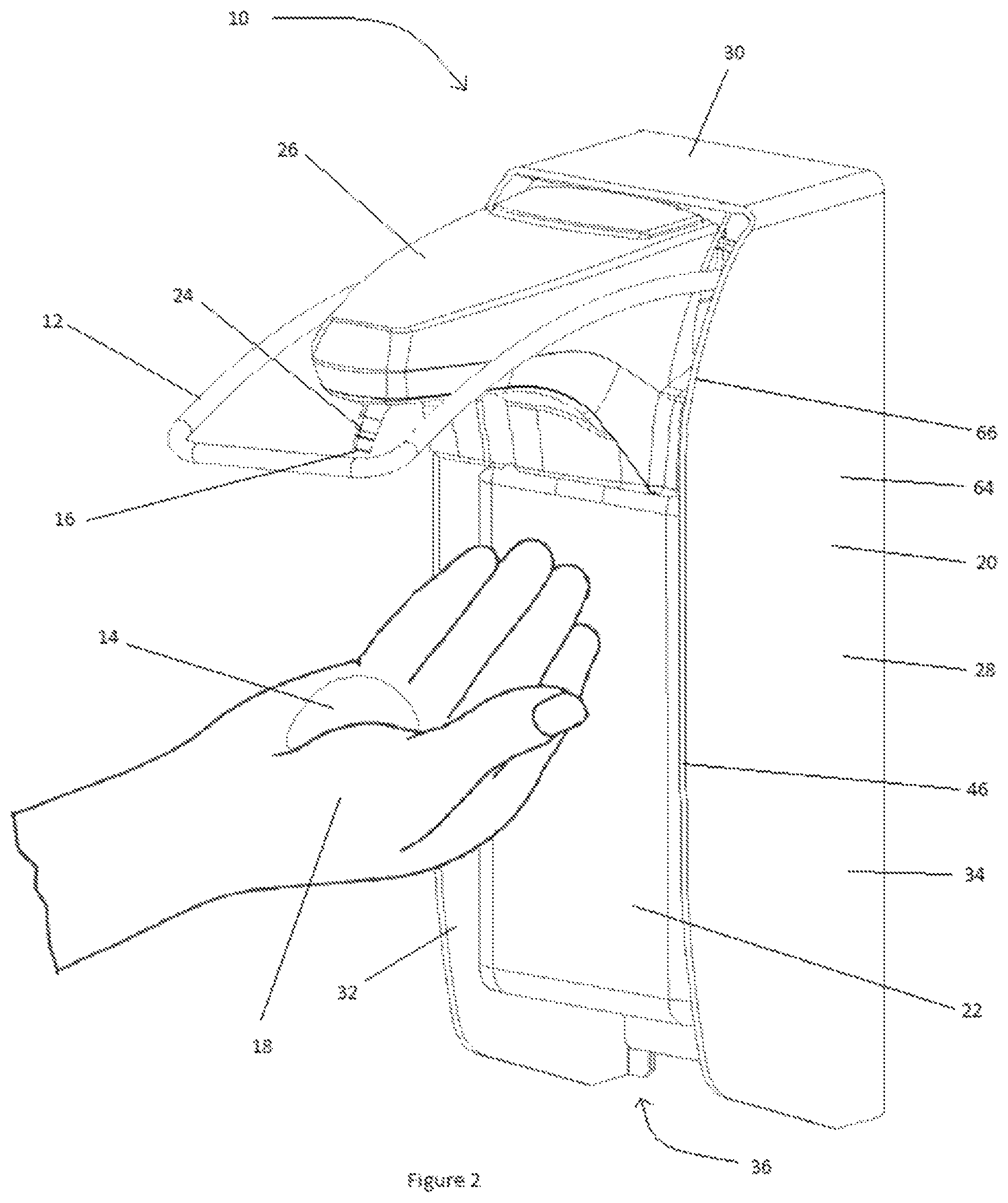 Patent US12322268 Figure 2 – Fluid dispenser with illuminable cover