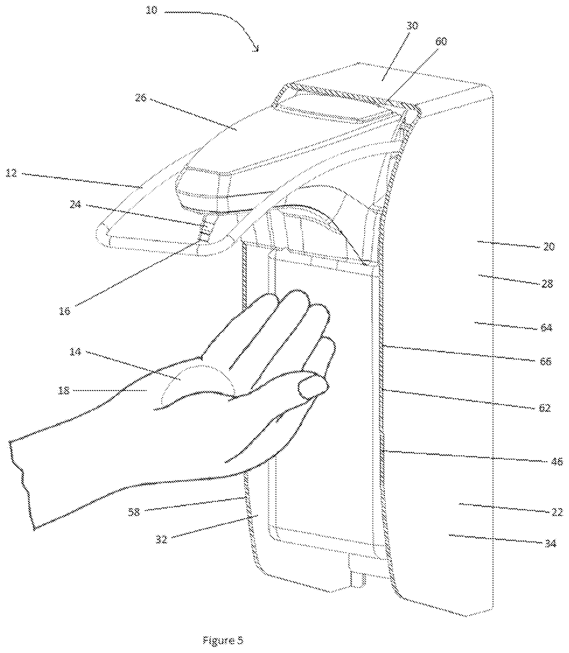 Patent US12322268 Figure 5 – Fluid dispenser with illuminable cover