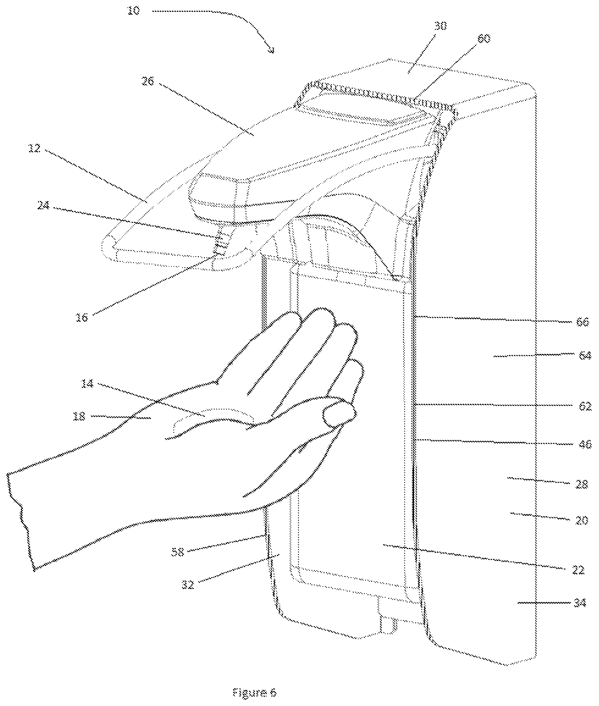 Patent US12322268 Figure 6 – Fluid dispenser with illuminable cover