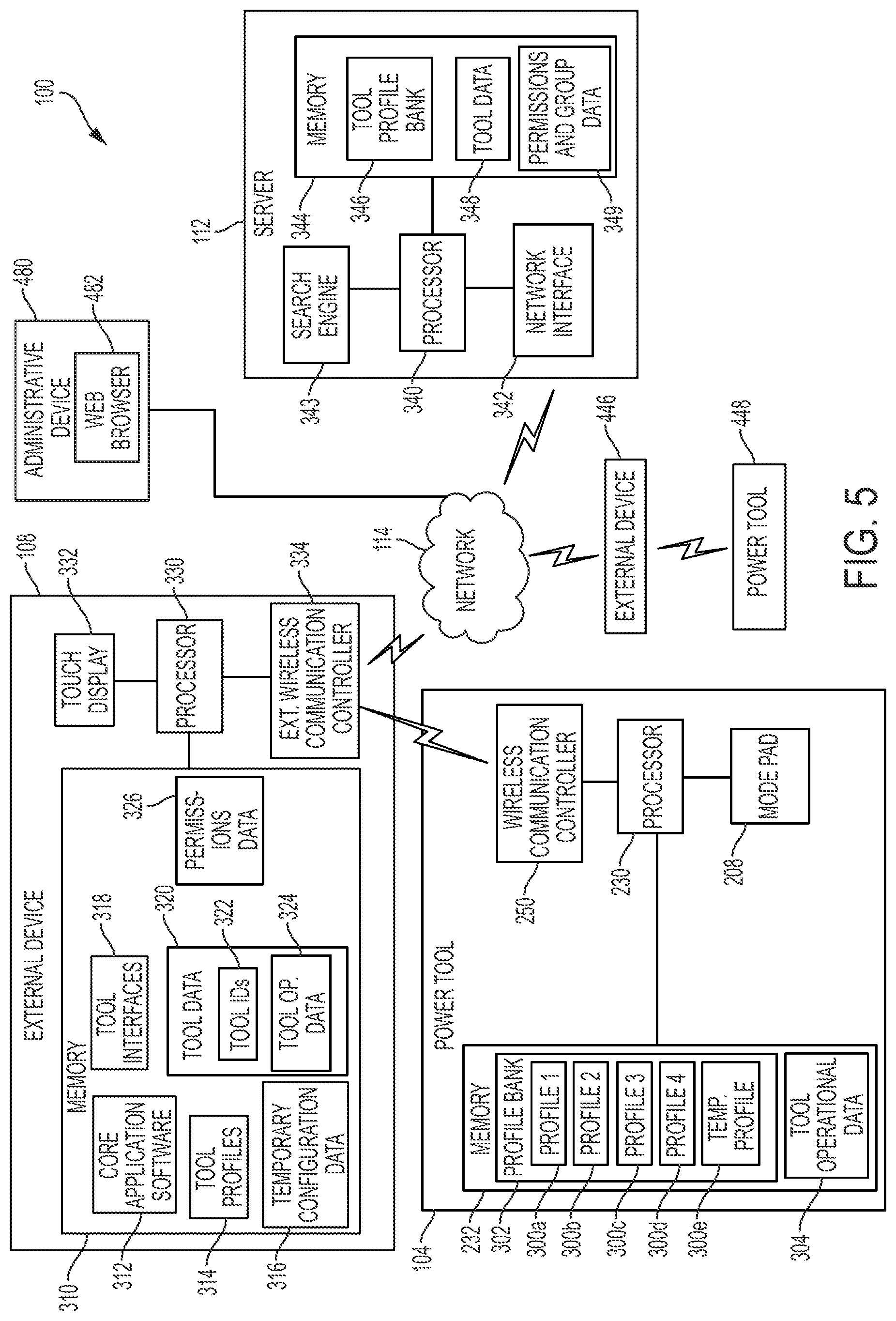 Patent US12322280 Figure 6 – Power tool profile sharing and permissions