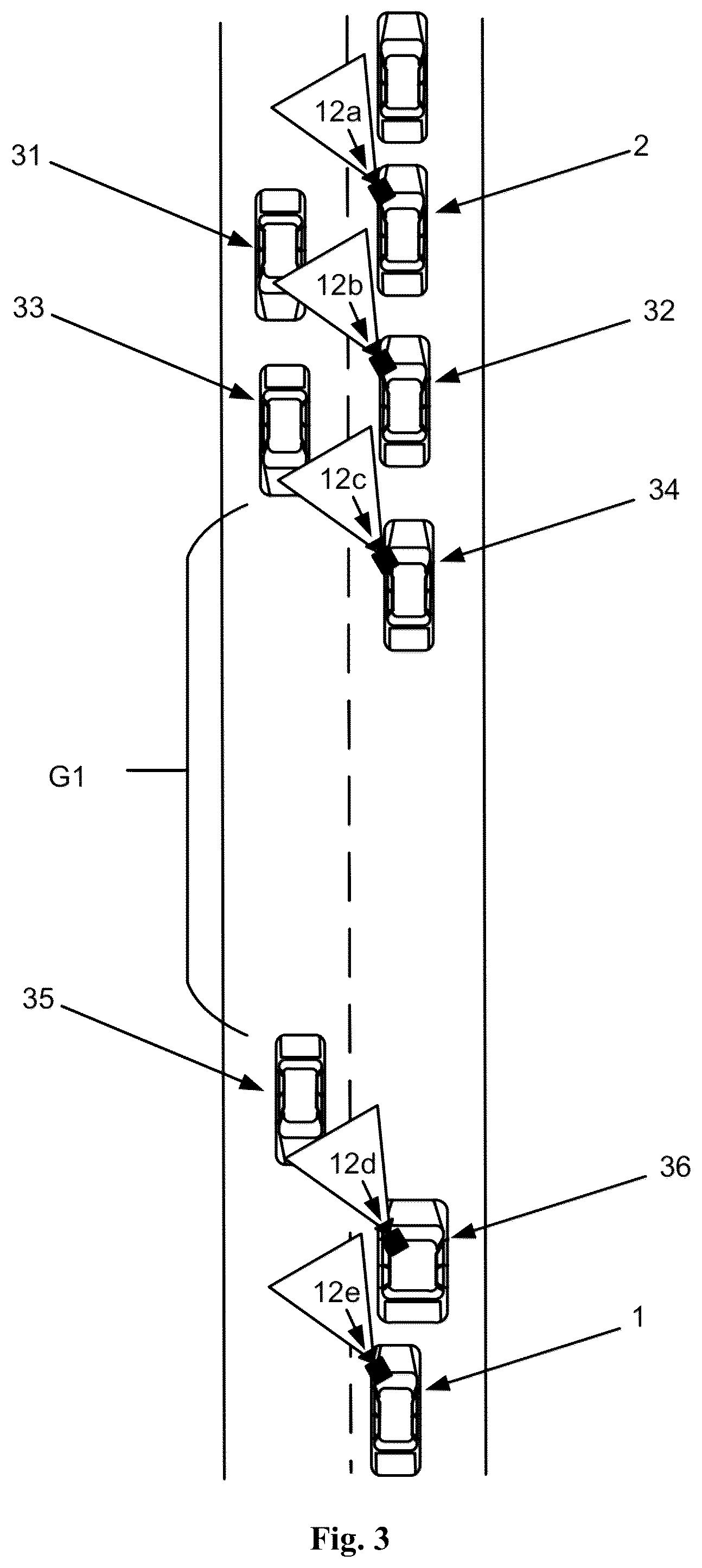Patent US12322288 Figure 2 – Vehicle control system and method for providing information to support overtaking maneuver