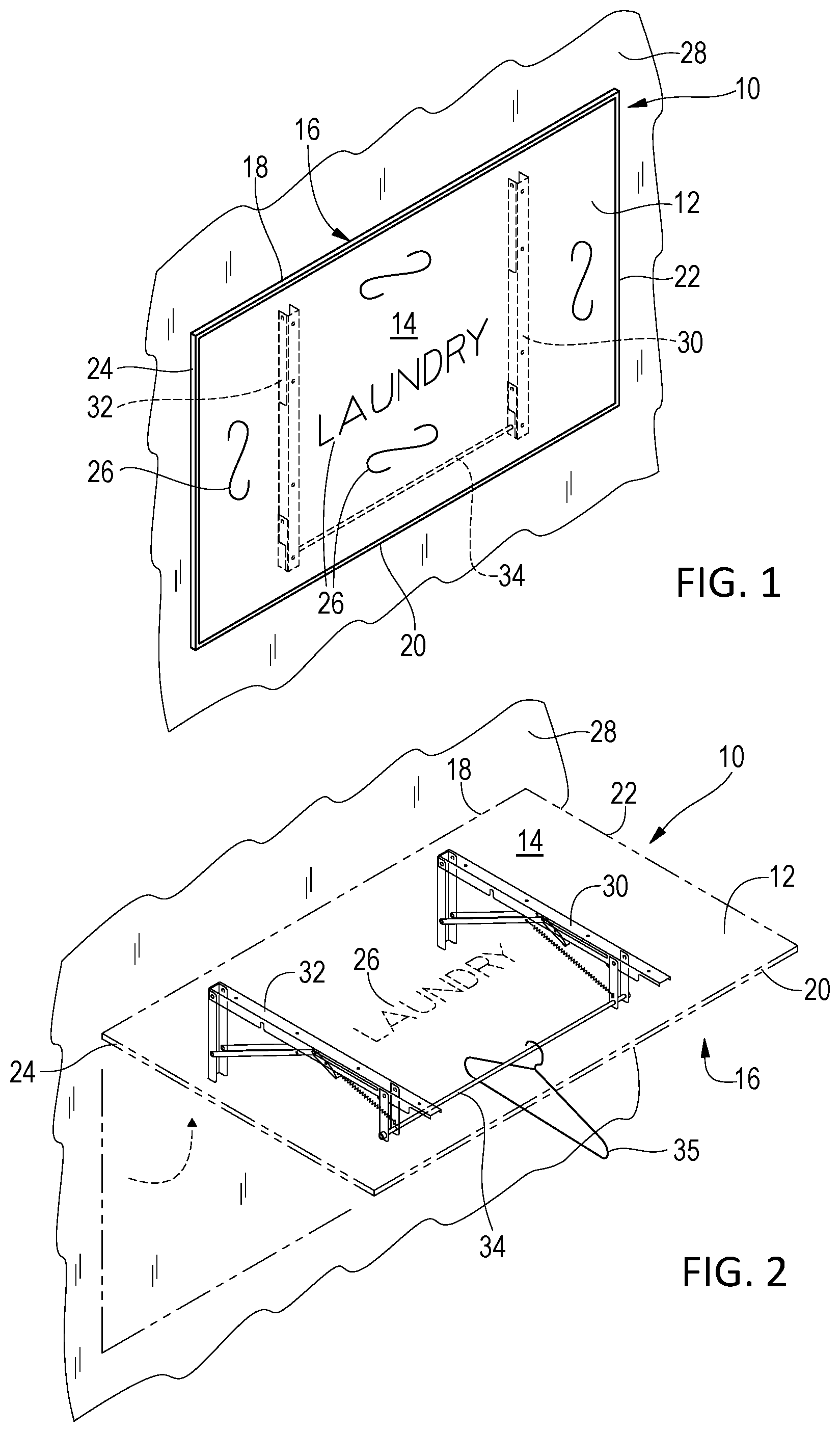 Patent US12322305 Figure 1 – Laundry sign with hidden clothes rod