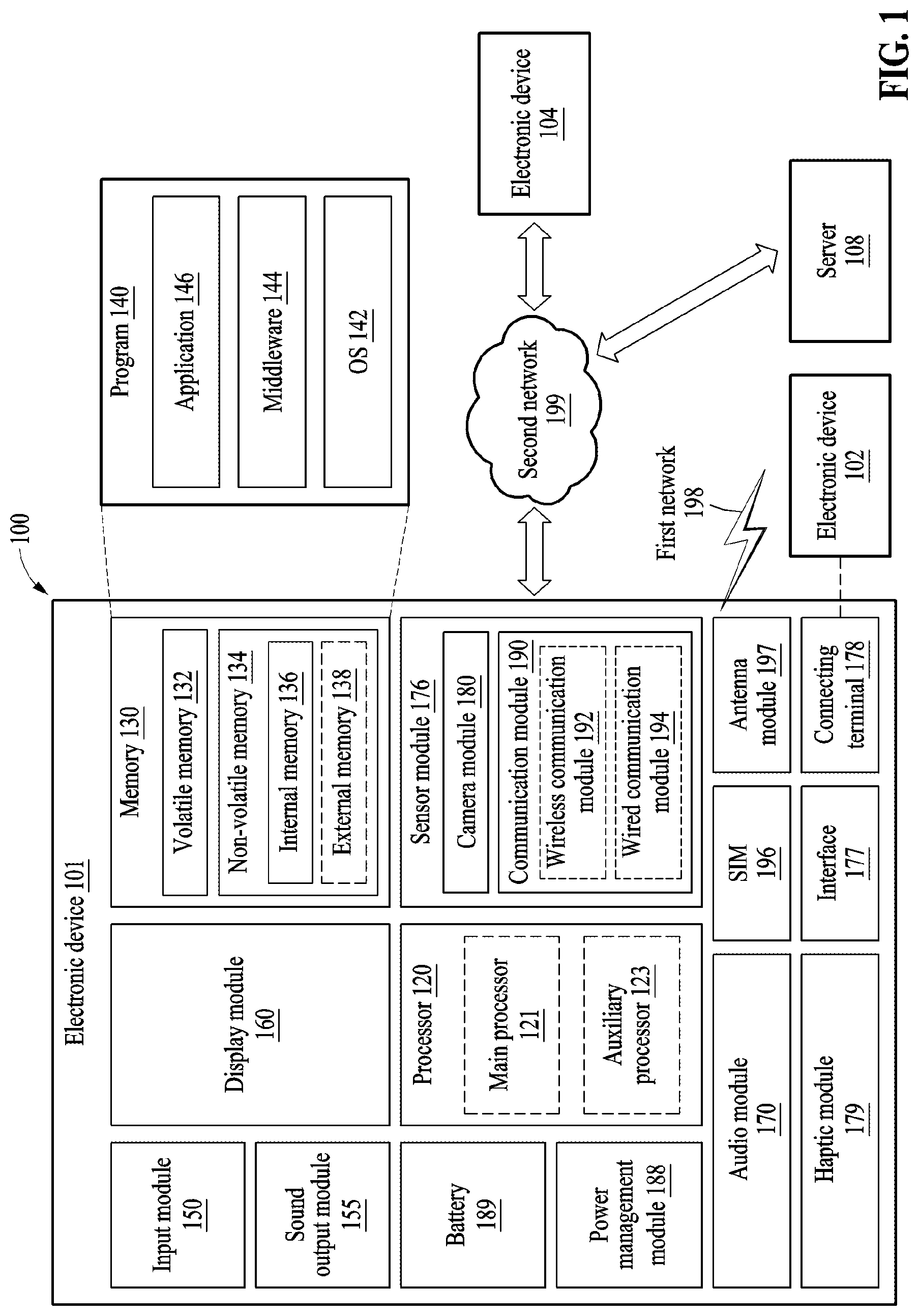 Patent US12322309 Figure 1 – Electronic device with flexible display