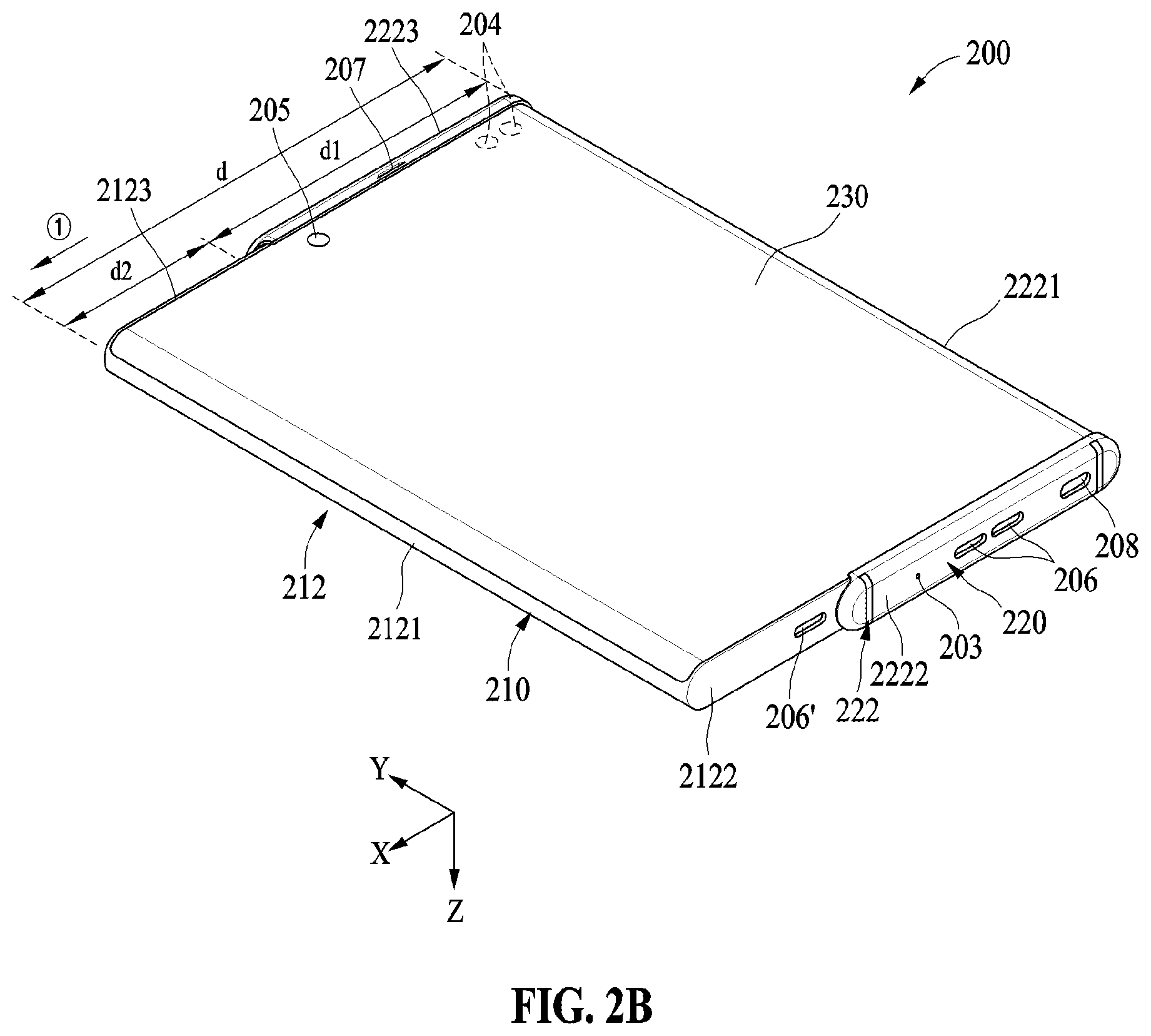 Patent US12322309 Figure 3 – Electronic device with flexible display
