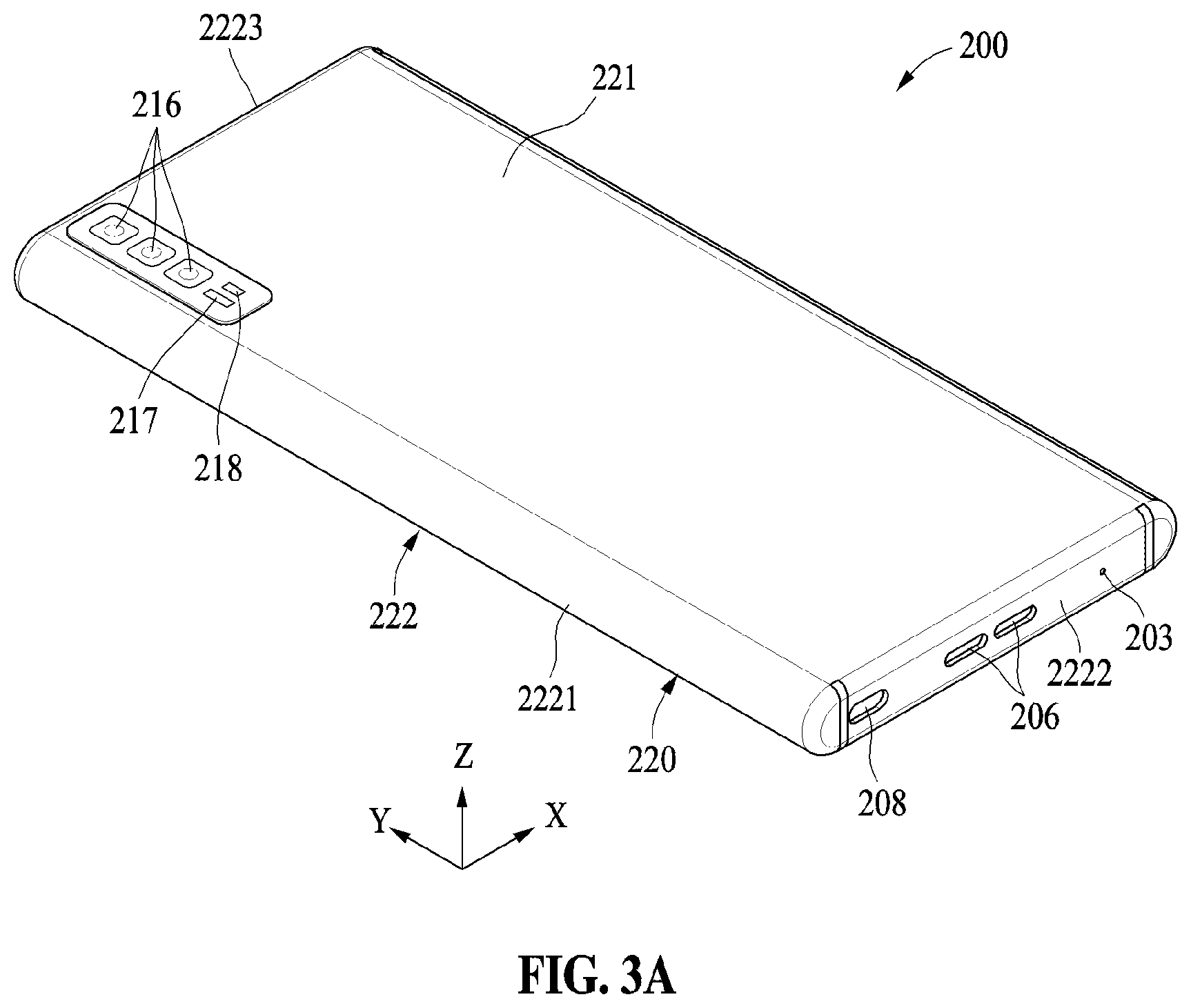 Patent US12322309 Figure 4 – Electronic device with flexible display