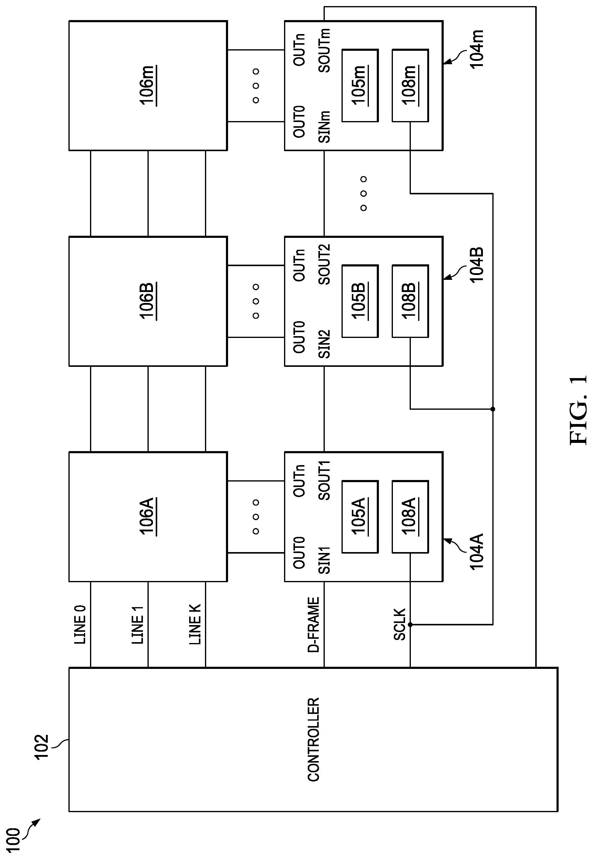 Patent US12322322 Figure 1 – Single-clock display driver