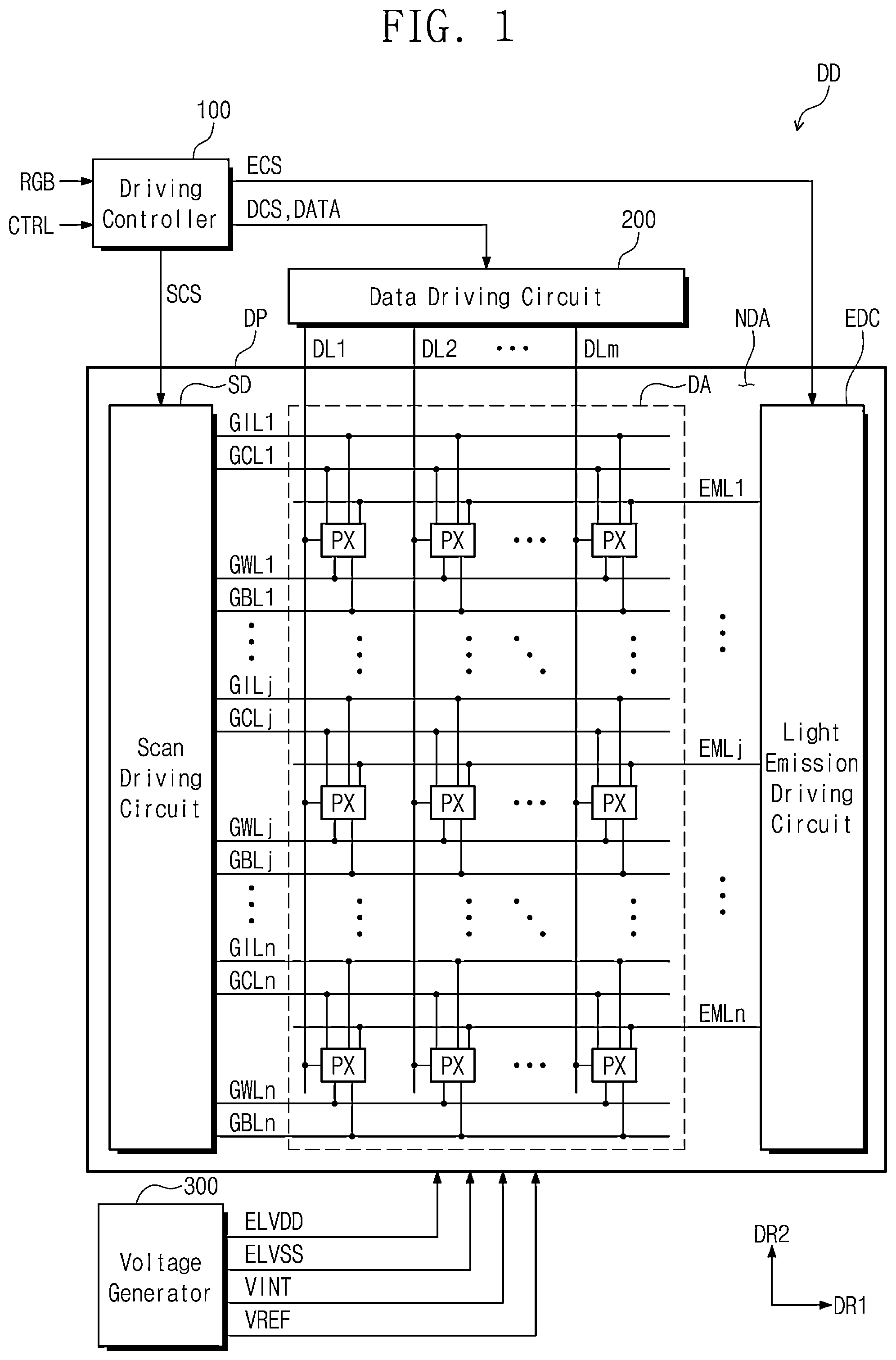Patent US12322327 Figure 1 – Display device and driving method thereof