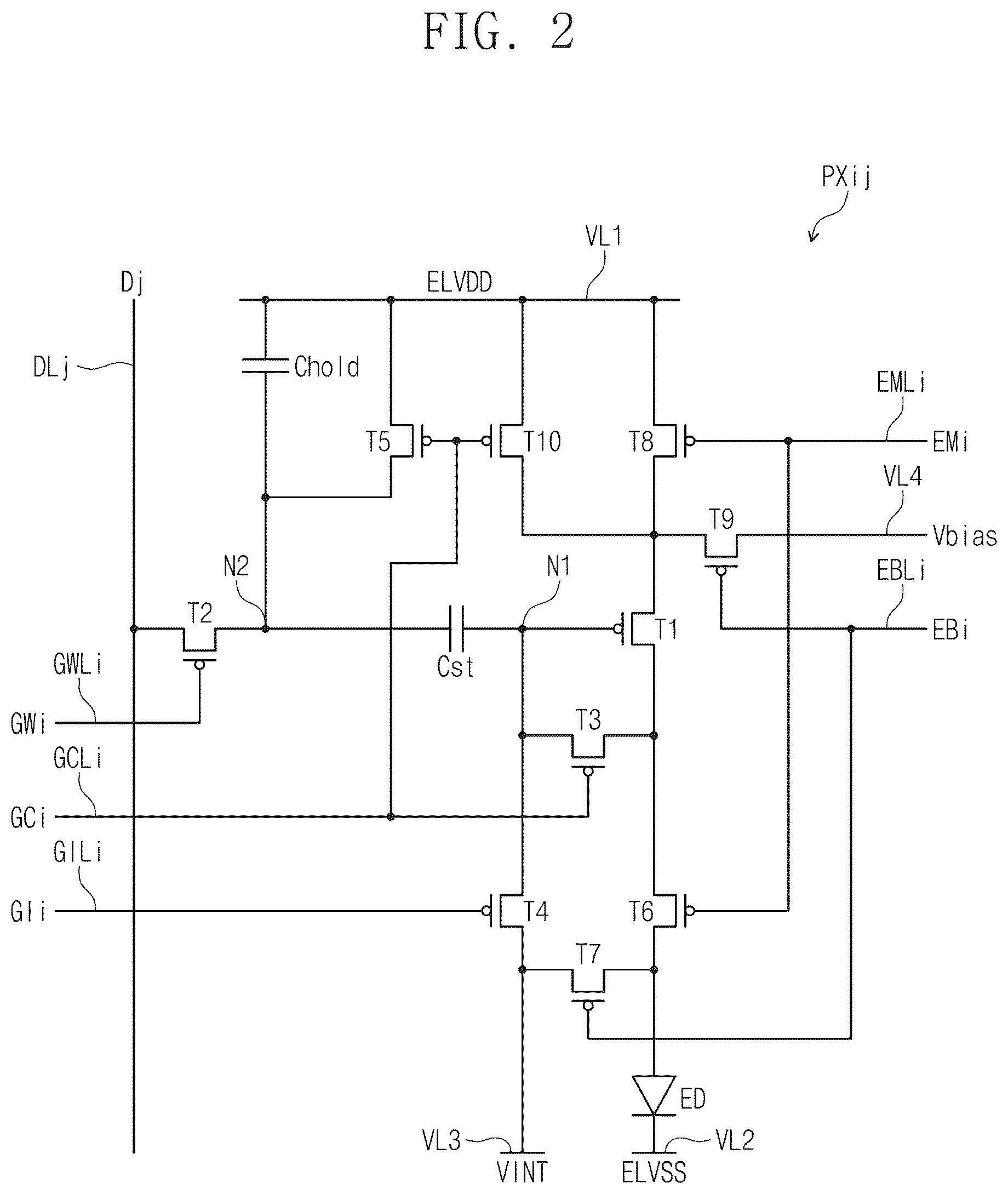 Patent US12322328 Figure 2 – Pixel and display device capable of operating at high operating frequency