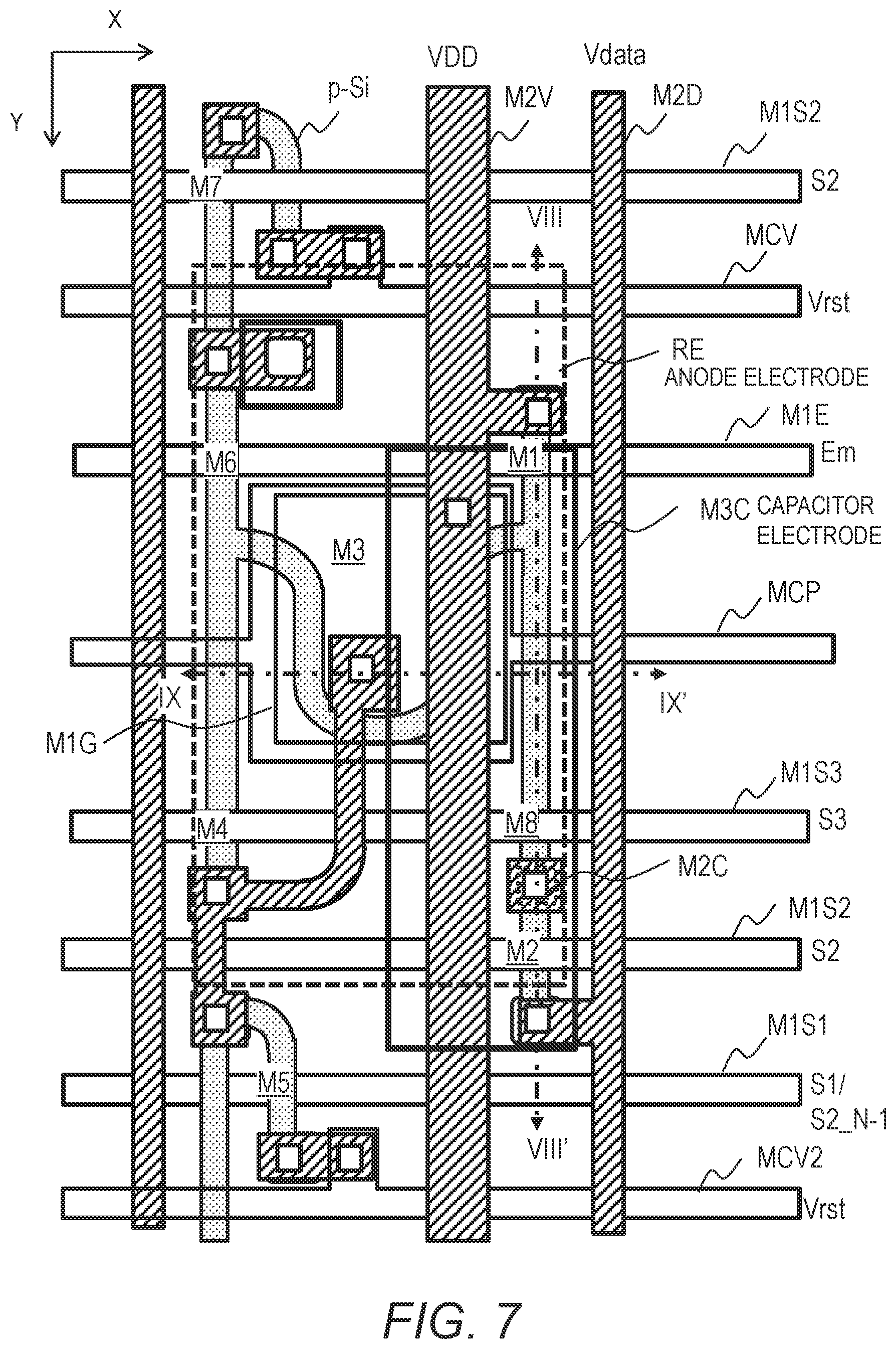 Patent US12322332 Figure 7 – Pixel circuit configured to control light-emitting element