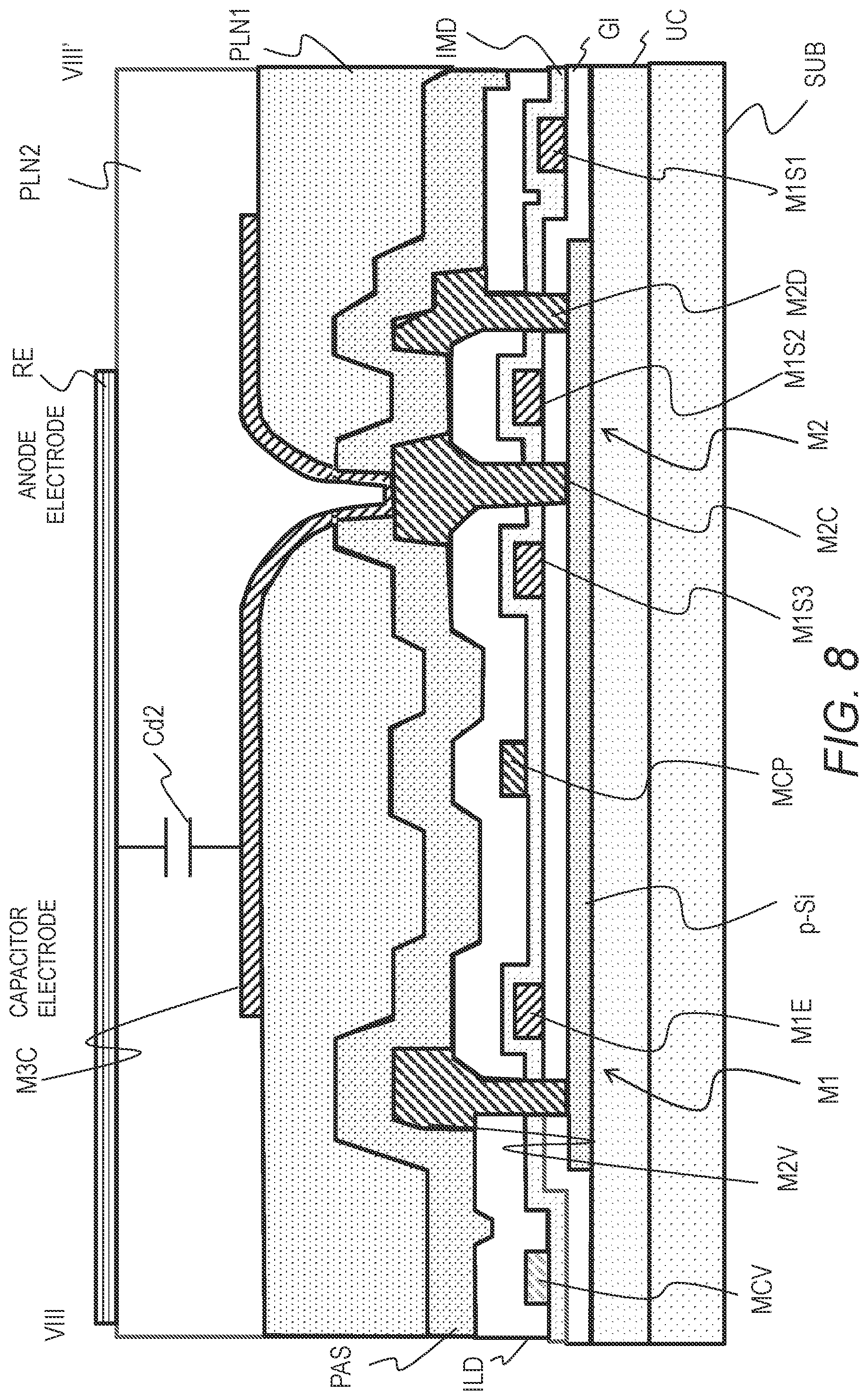 Patent US12322332 Figure 8 – Pixel circuit configured to control light-emitting element