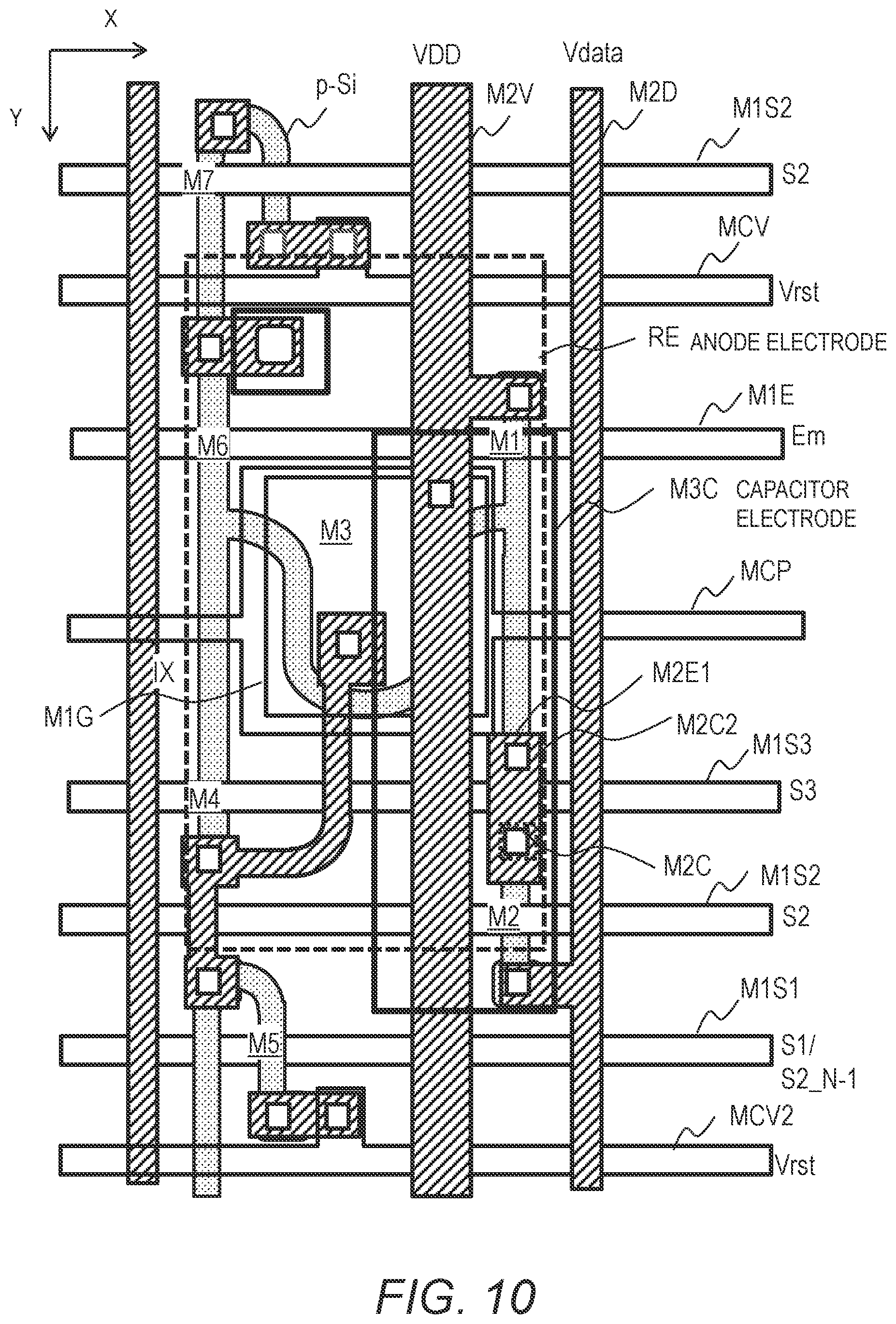 Patent US12322332 Figure 10 – Pixel circuit configured to control light-emitting element