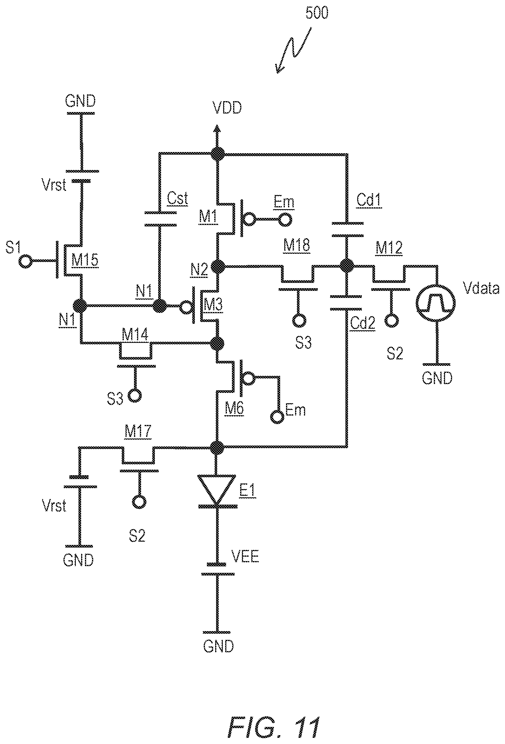 Patent US12322332 Figure 11 – Pixel circuit configured to control light-emitting element